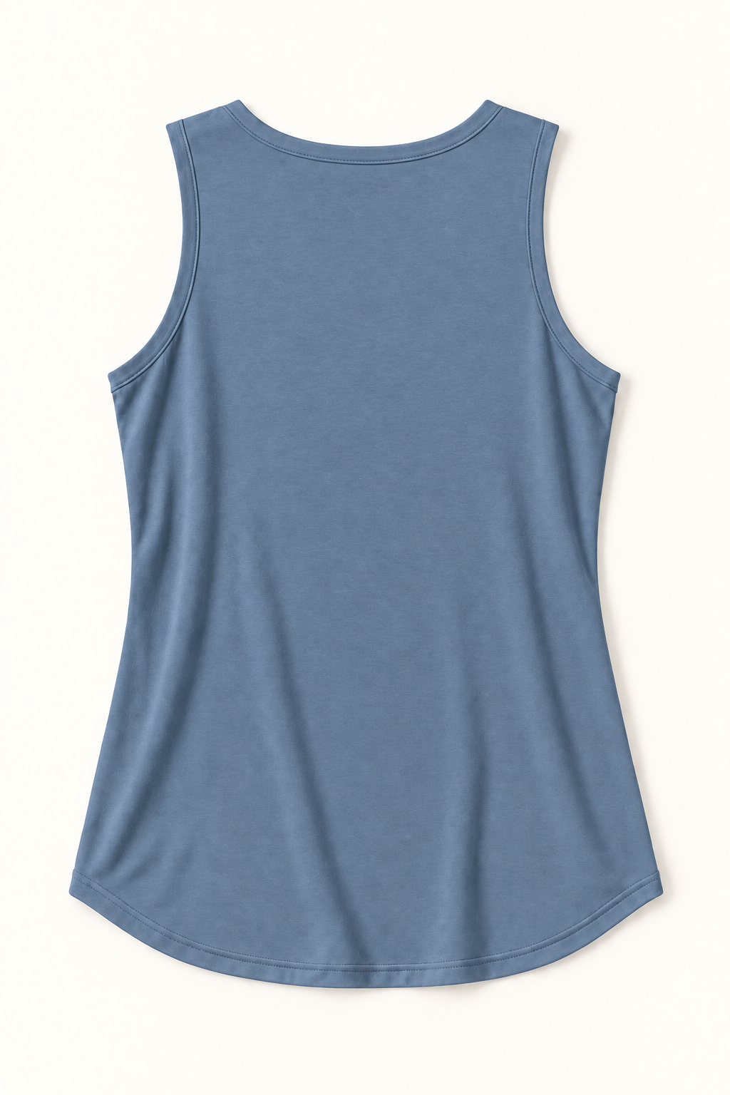Dusty Blue cotton-stretch round-neck tank top, flat lay back