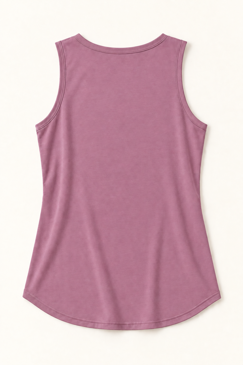 Mauve Purple cotton-stretch round-neck tank top, flat lay back