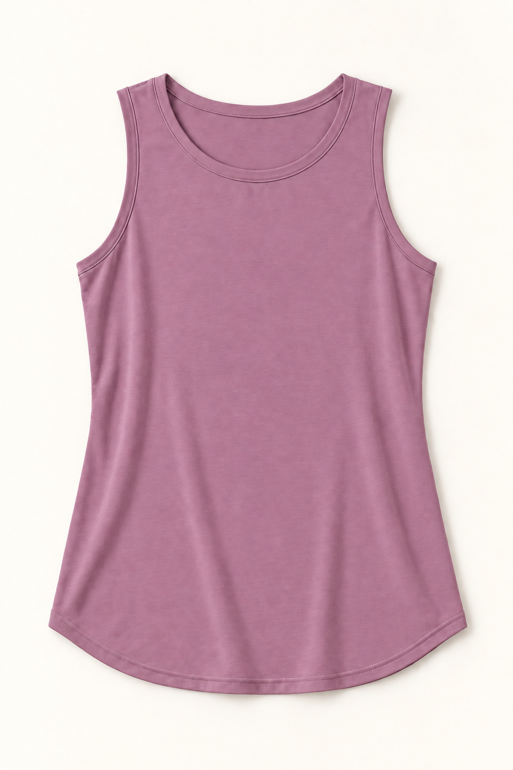 Mauve Purple cotton-stretch round-neck tank top, flat lay front