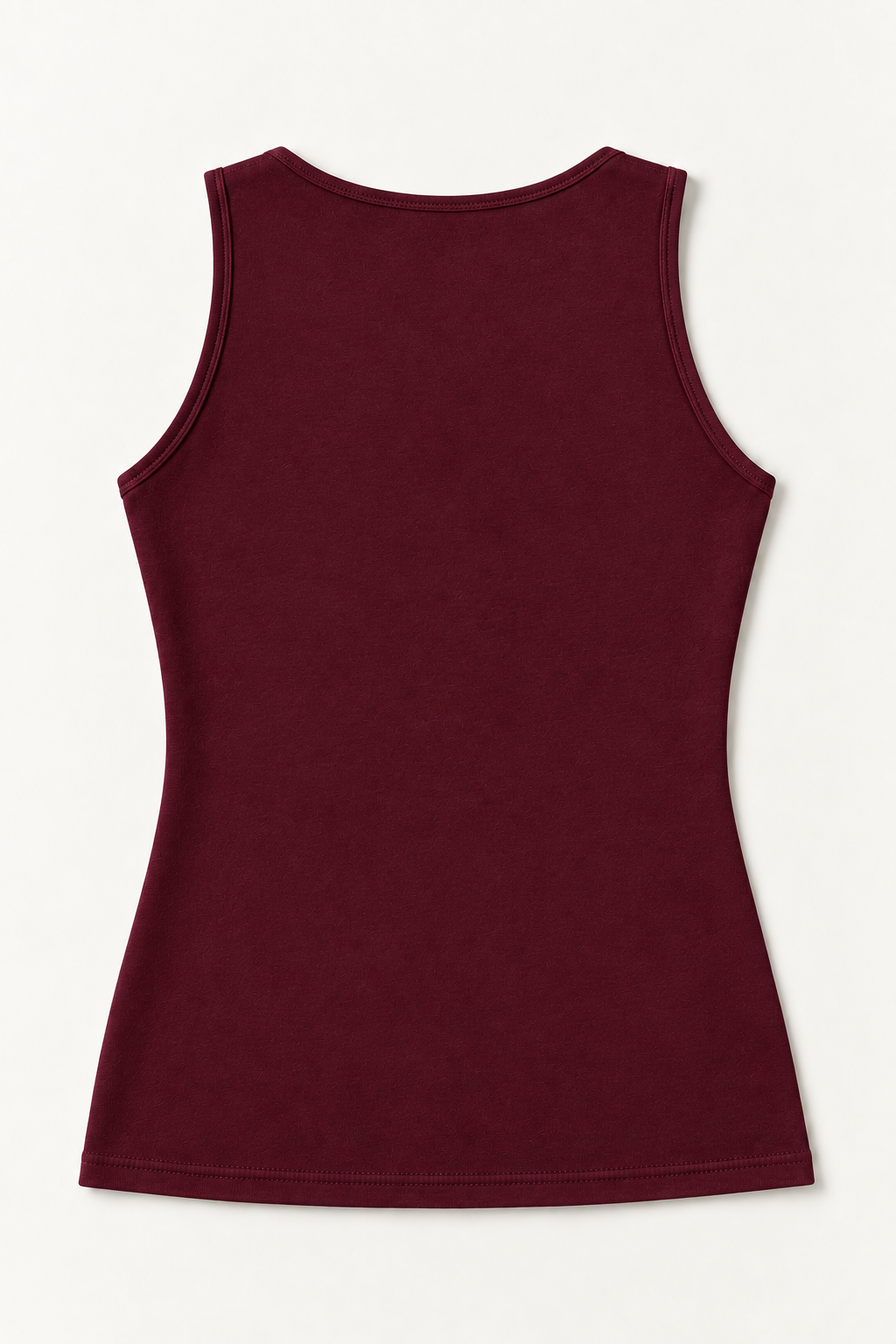 Burgundy cotton-stretch scoop-neck tank top, flat lay back