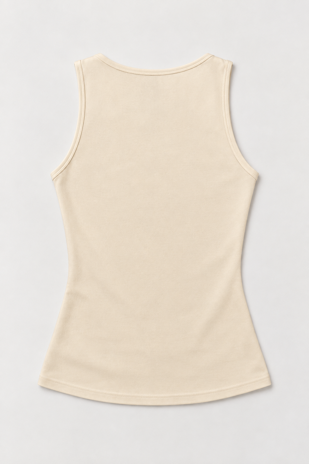 Cream cotton-stretch tank, flat lay back.