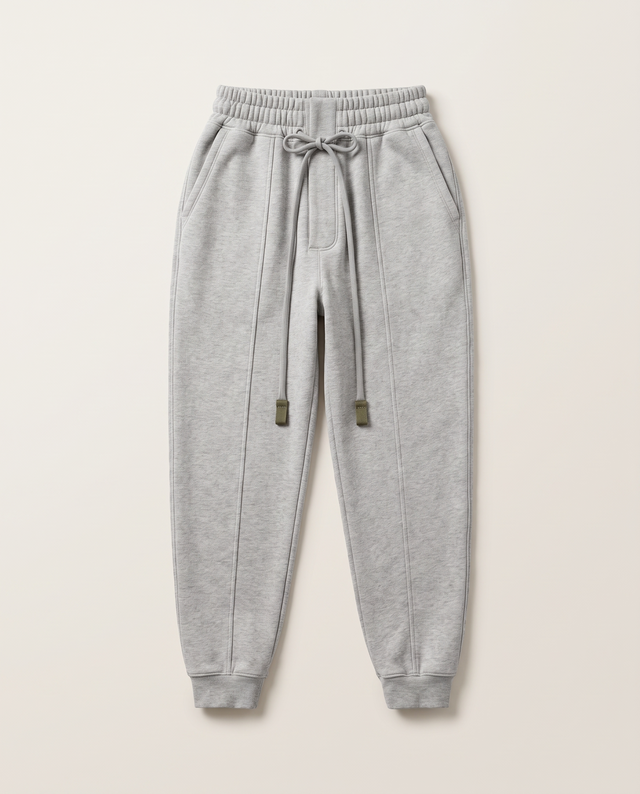 Mercer Pleated Sweatpants — Heather Grey, front flat lay