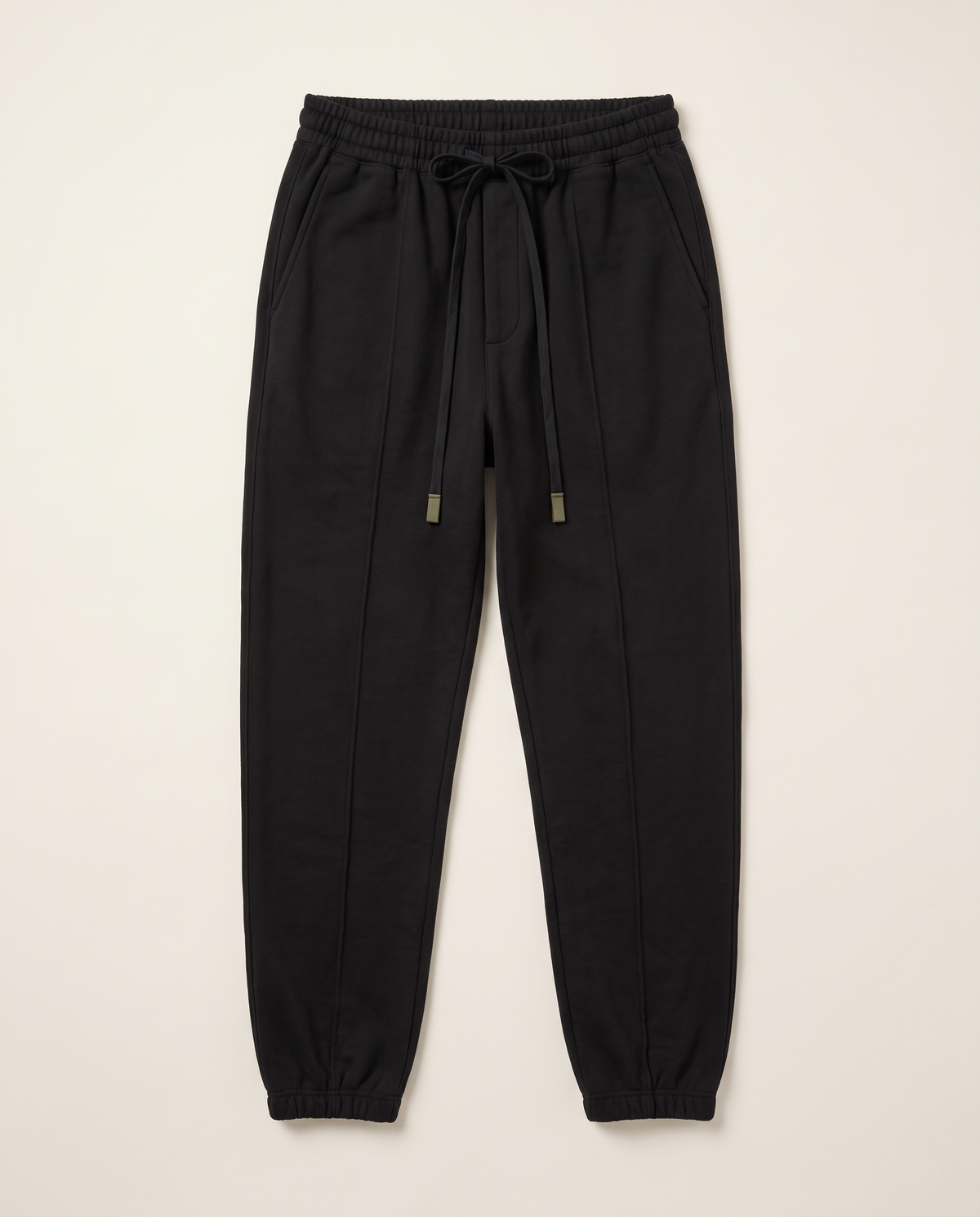 Mercer Pleated Sweatpants — Black, front flat lay