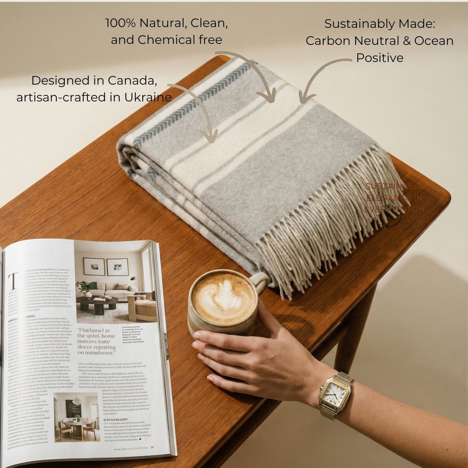 Couverture en cachemire et laine mérinos Muskoka