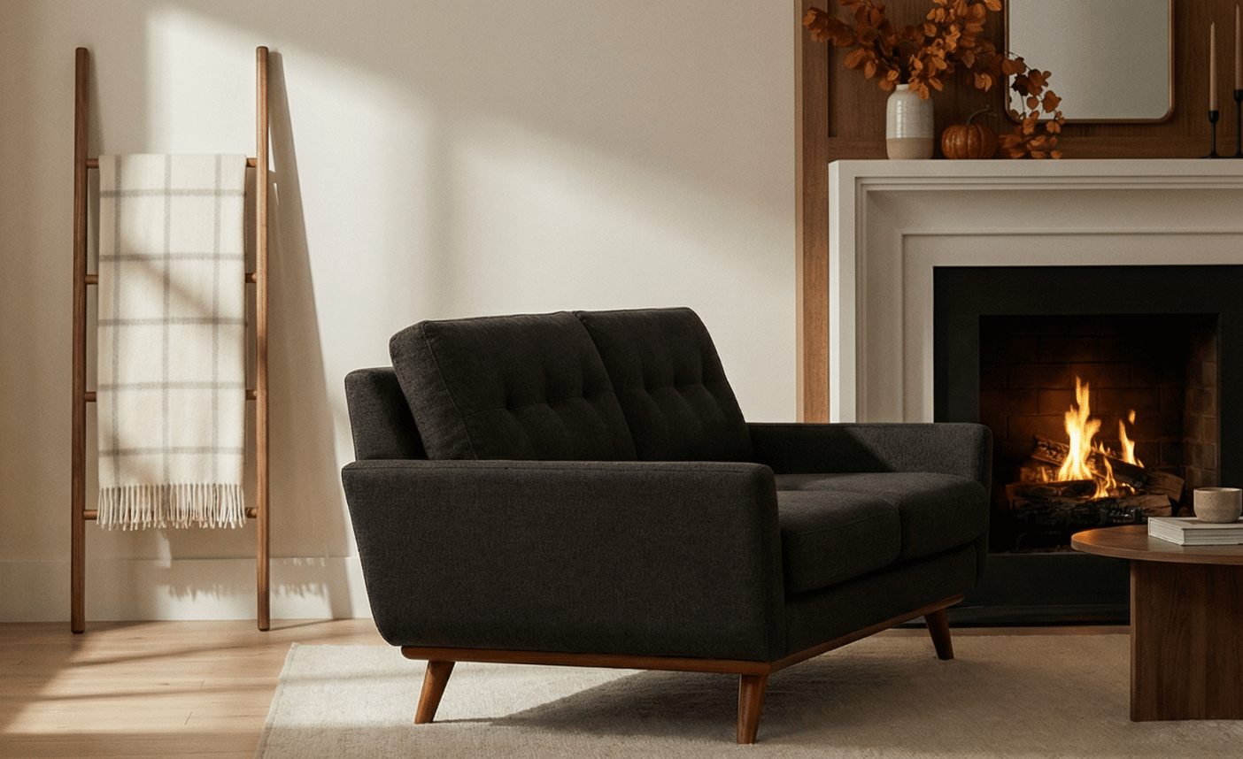 Picton Alpaca Throw Blanket in Off White and Grey Checks