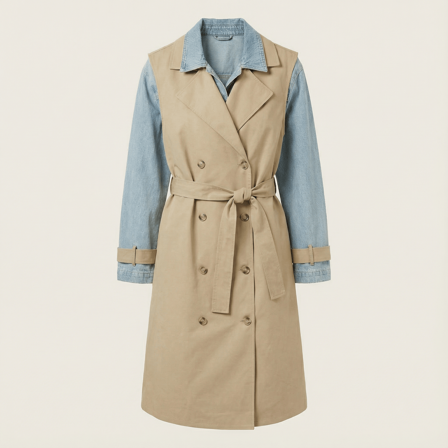 IdyllVie Layered Look Trench Coat with Denim Jacket