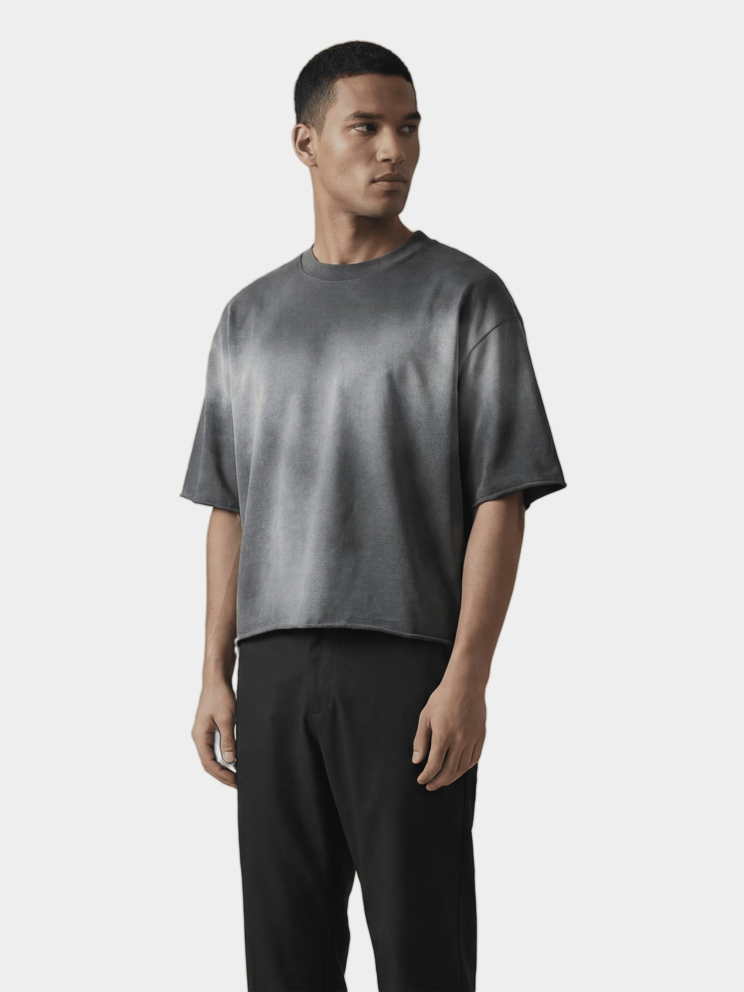 Cropped Washed Charcoal T-Shirt