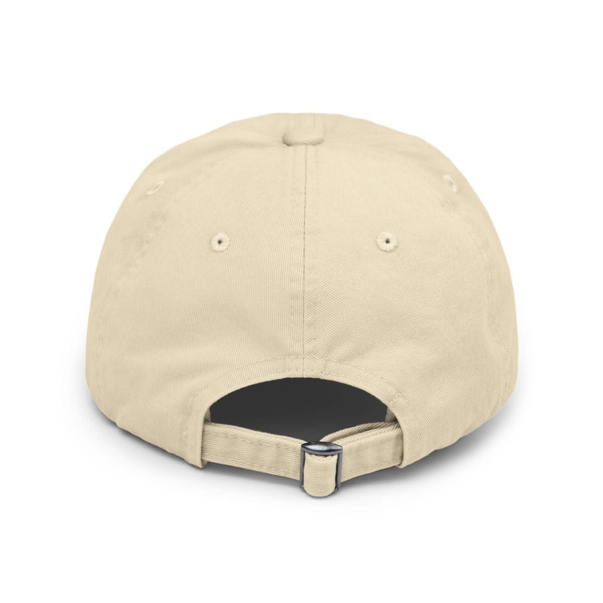 Distressed Cotton Twill Hat in cotton, lifestyle view showing product details