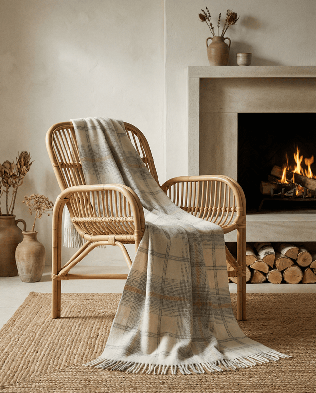 Primavera Alpaca-Wool Plaid Throw Blanket