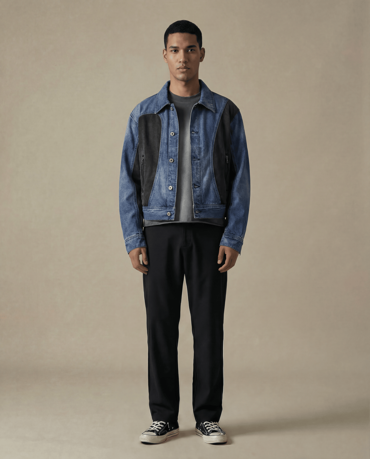 Contrast Panel Denim Jacket