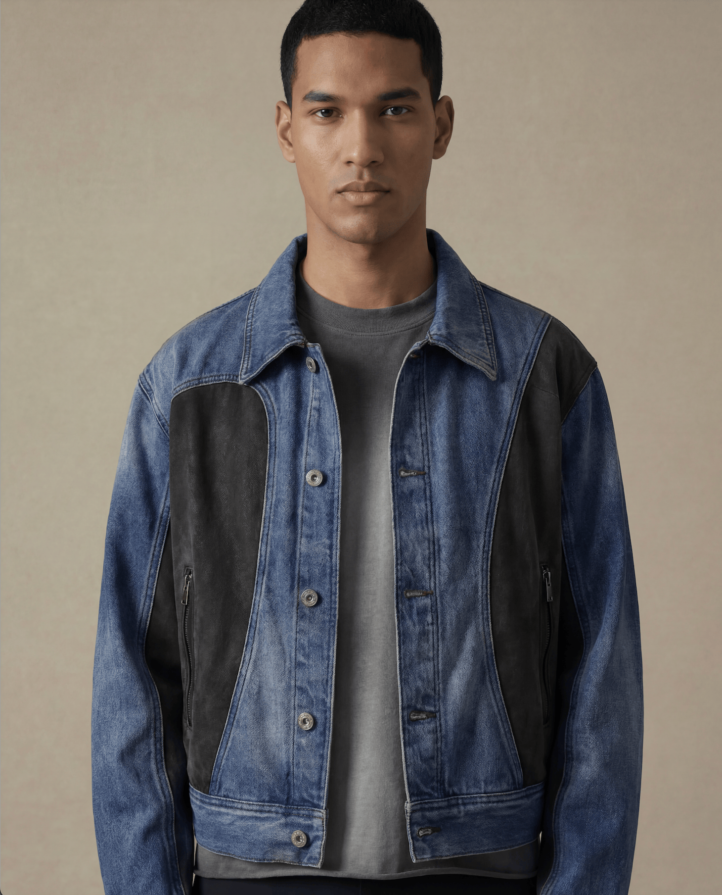 Contrast Panel Denim Jacket
