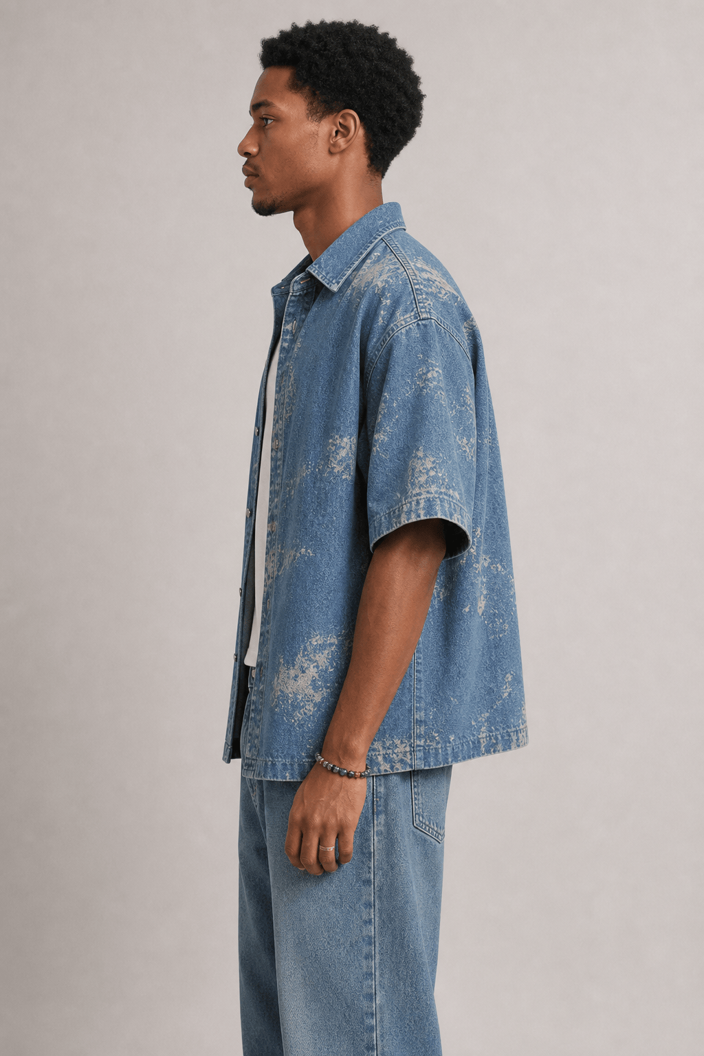 Blue Denim Cropped Shirt