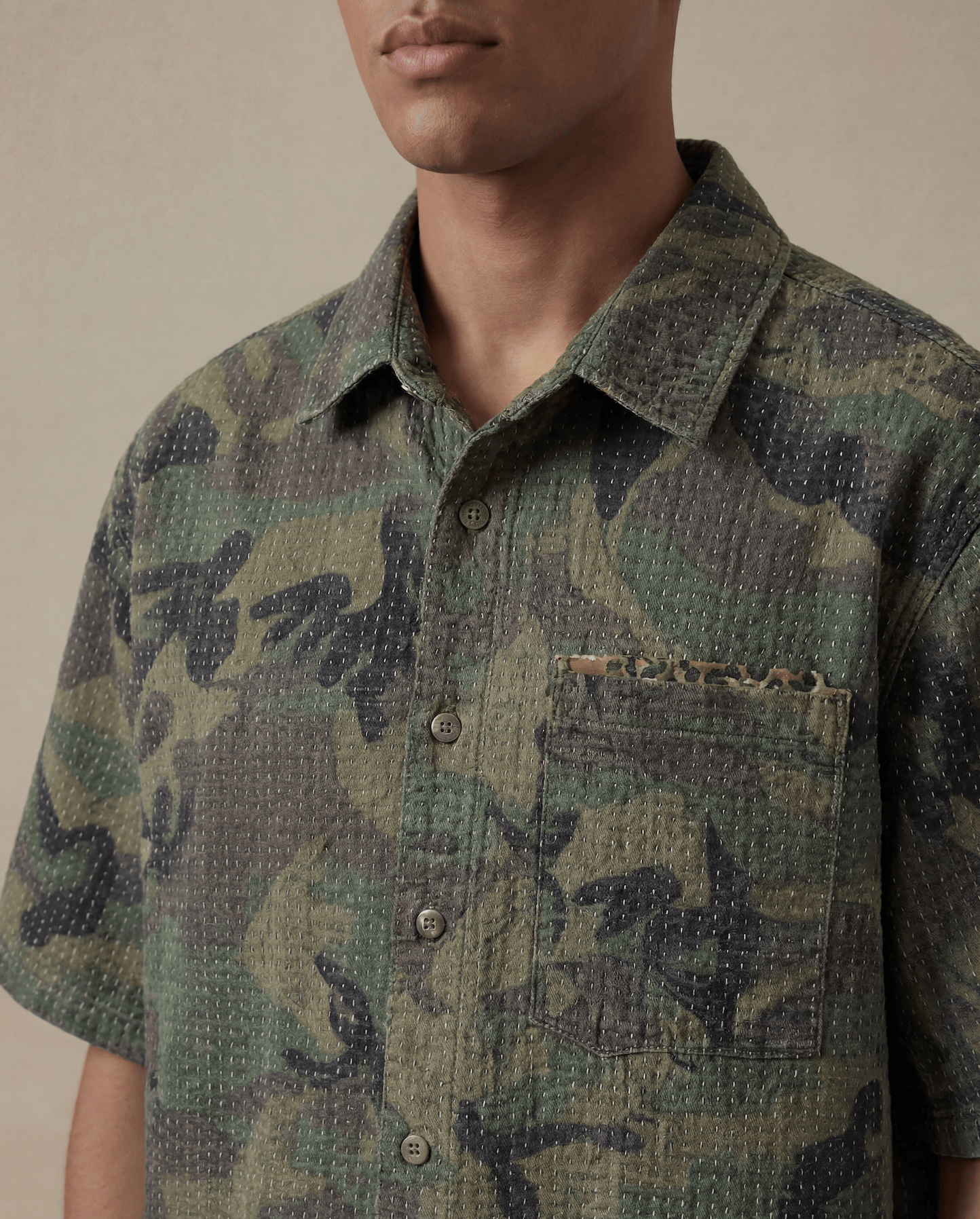 Camo Cotton Short Sleeve Shirt - camo cotton short sleeve shirt |  Lightweight, breathable, relaxed fit  IdyllVie