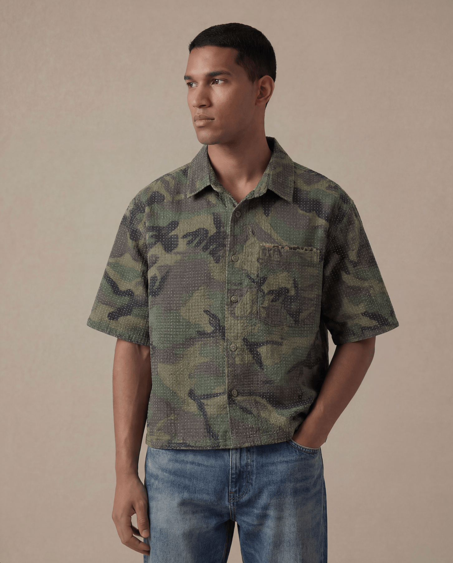 Camo Cotton Short Sleeve Shirt