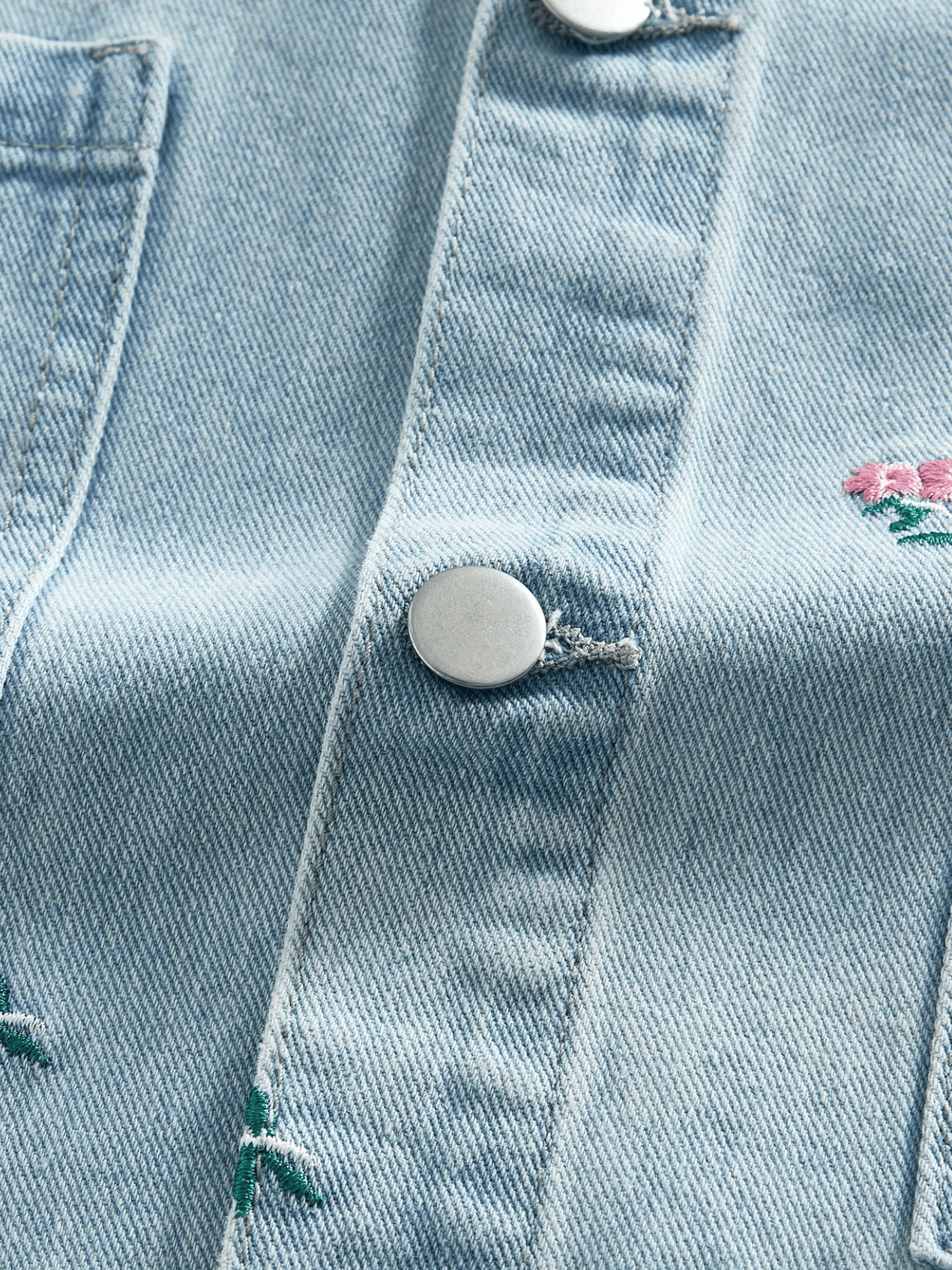 Embroidered Denim Shirt with Floral Detail