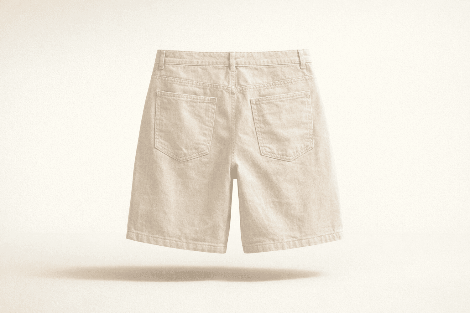 Essential Denim Shorts in Cream and White in Cream shorts foundation studio back product with refined IdyllVie styling
