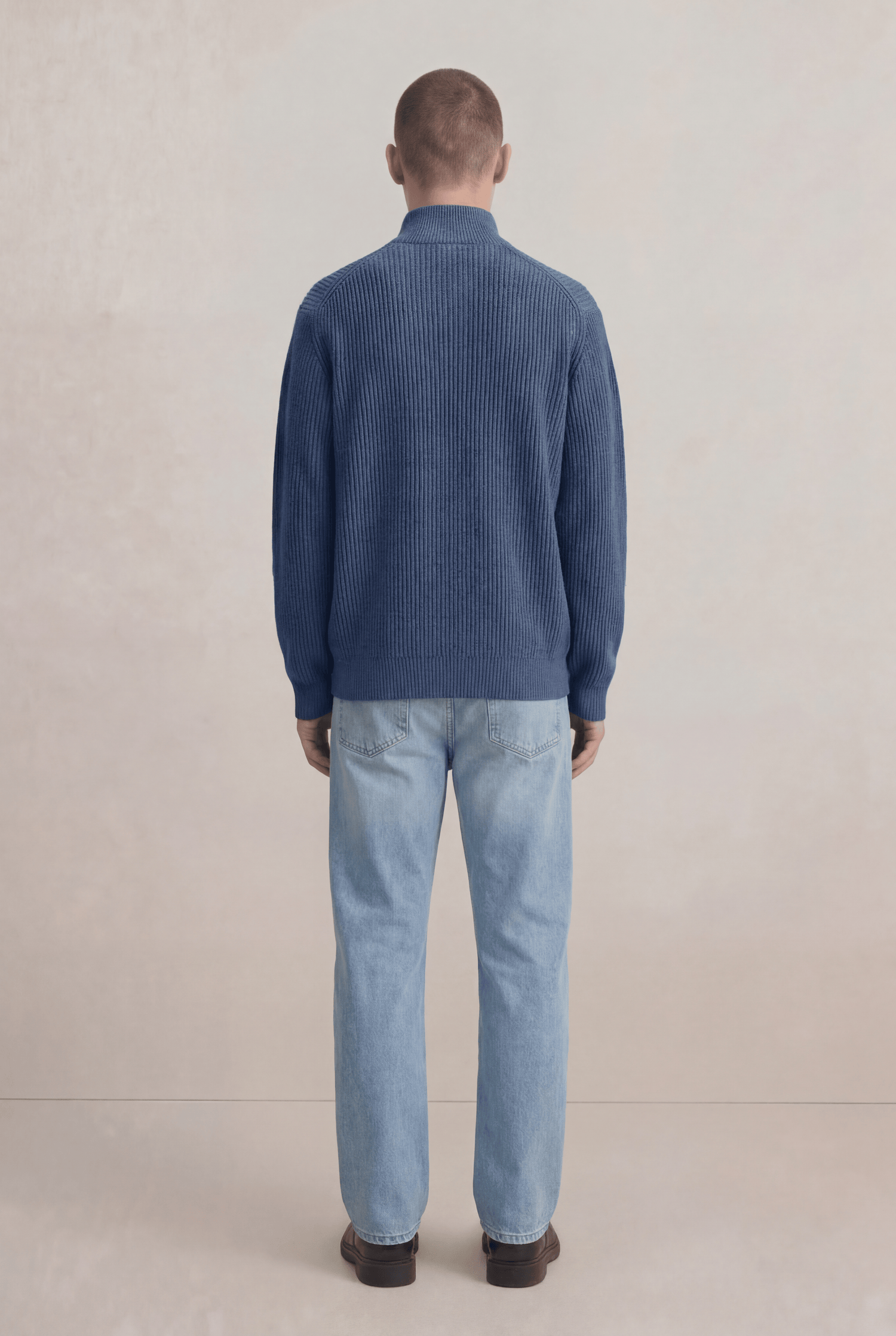 Cotton Corduroy Half-Zip Sweater