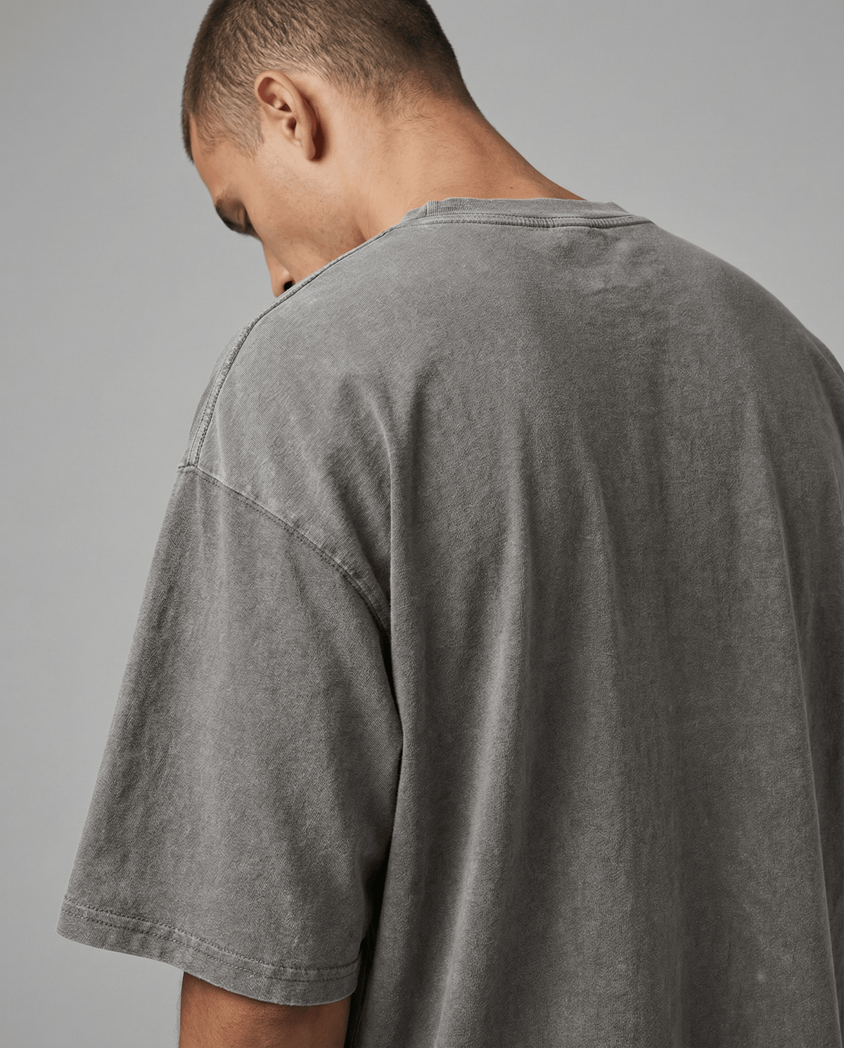 250 GSM Gray Stonewashed Crew Neck T-Shirt