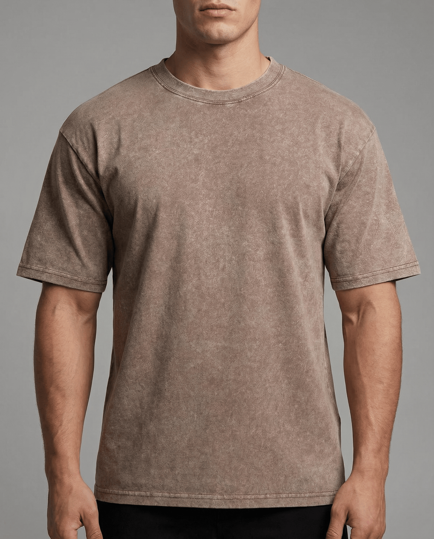 Classic Fit Stonewashed Crew Neck Cotton T-Shirt