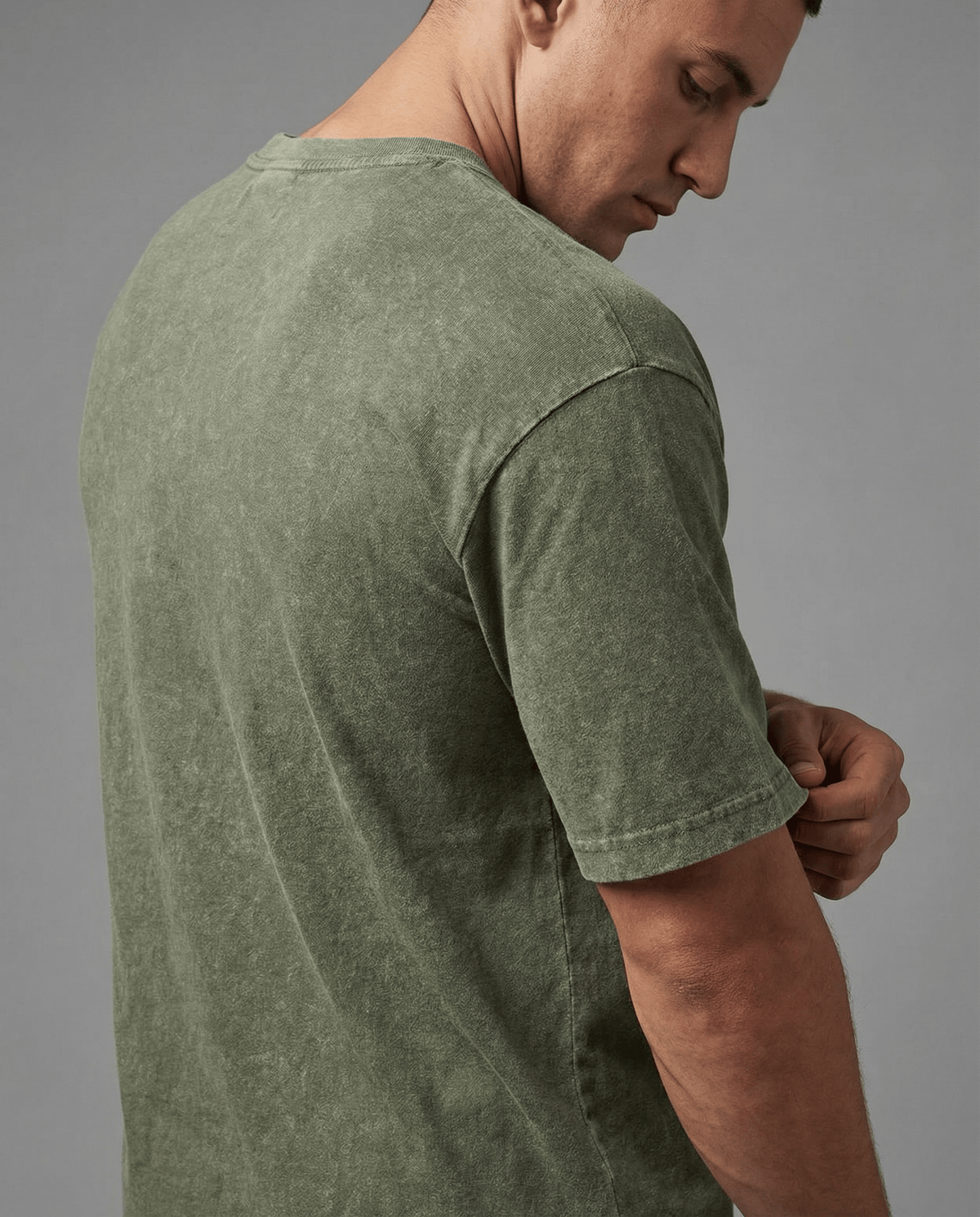 Olive green washed cotton T-Shirt for men