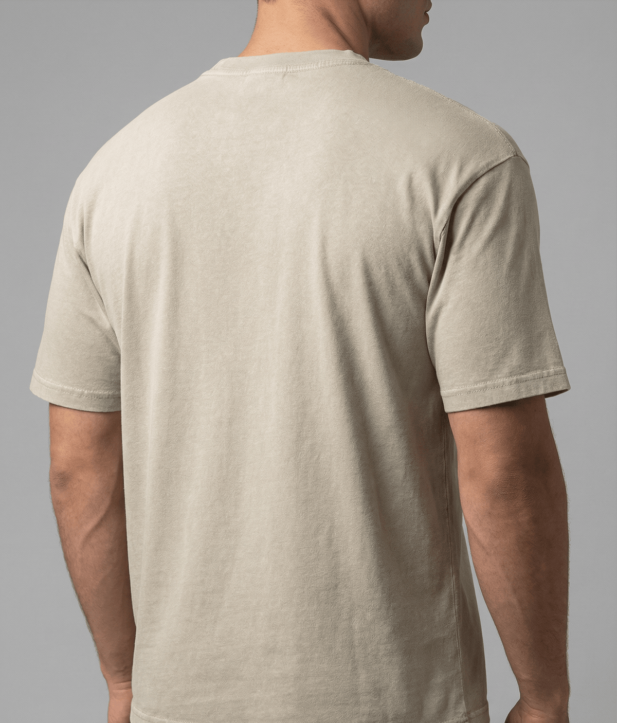 Beige cotton T-Shirt for men, casual apparel, soft and durable