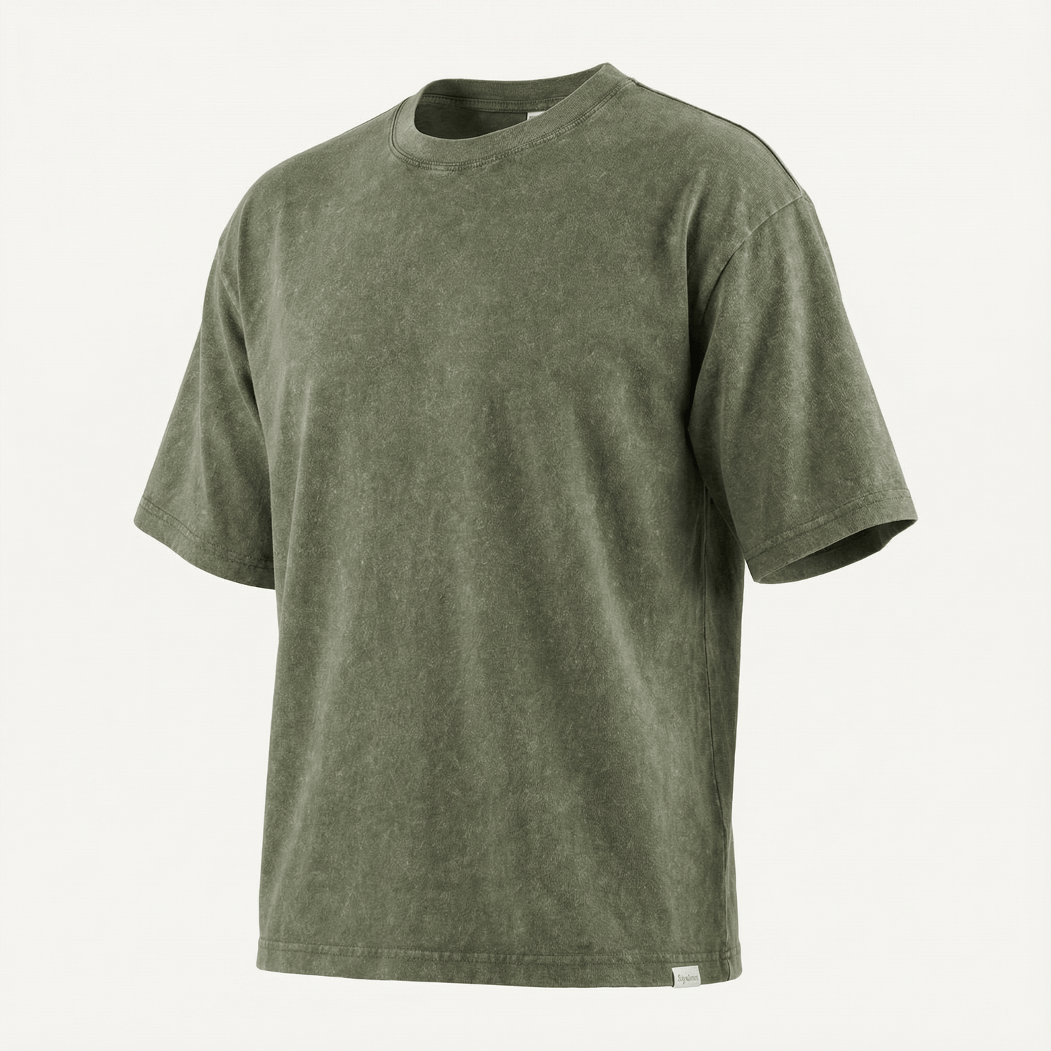 Classic Fit Stonewashed Crew Neck Cotton T-Shirt