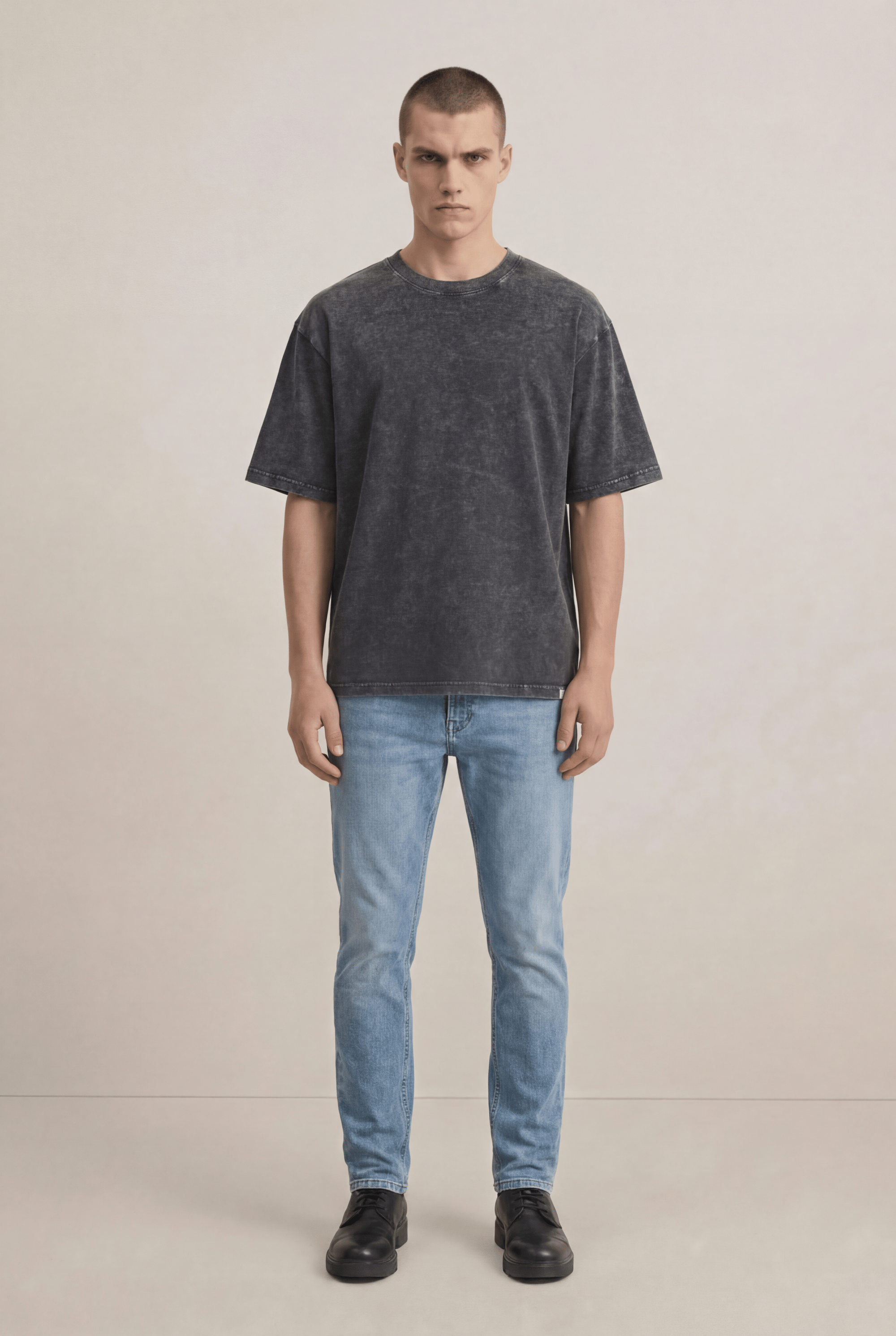 2 Pack Stonewashed Tees - Charcoal & Beige | Durable Cotton – IdyllVie