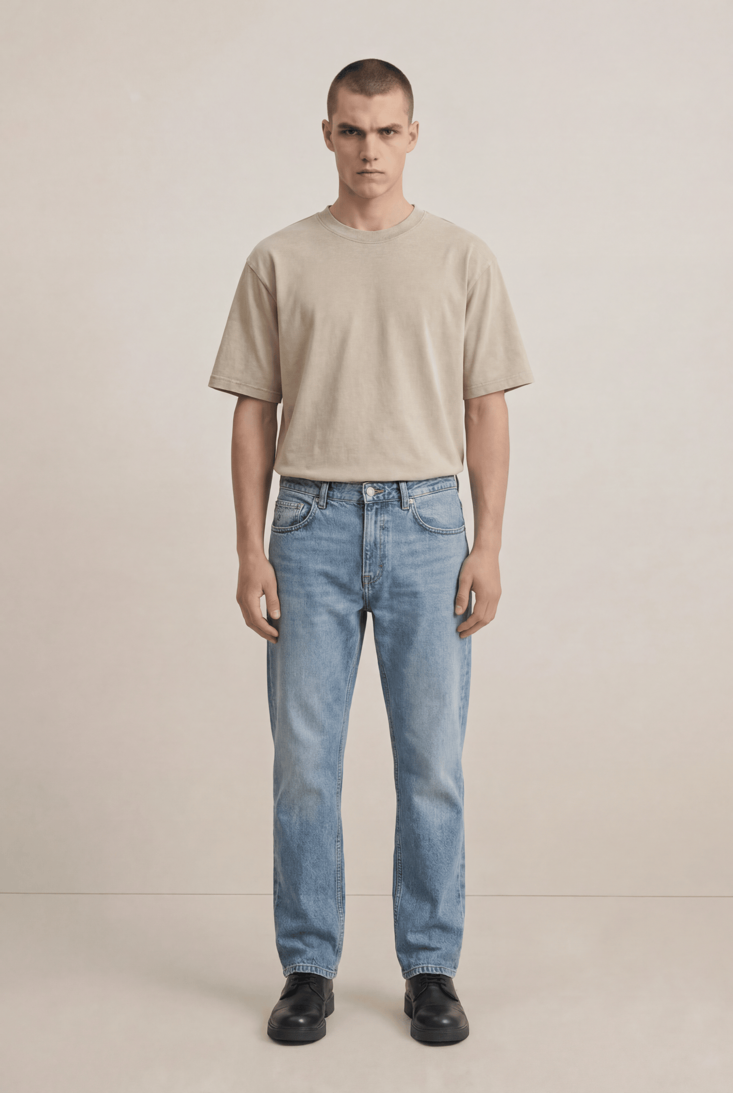 2 PACK STONEWASHED TEES - CHARCOAL & BEIGE