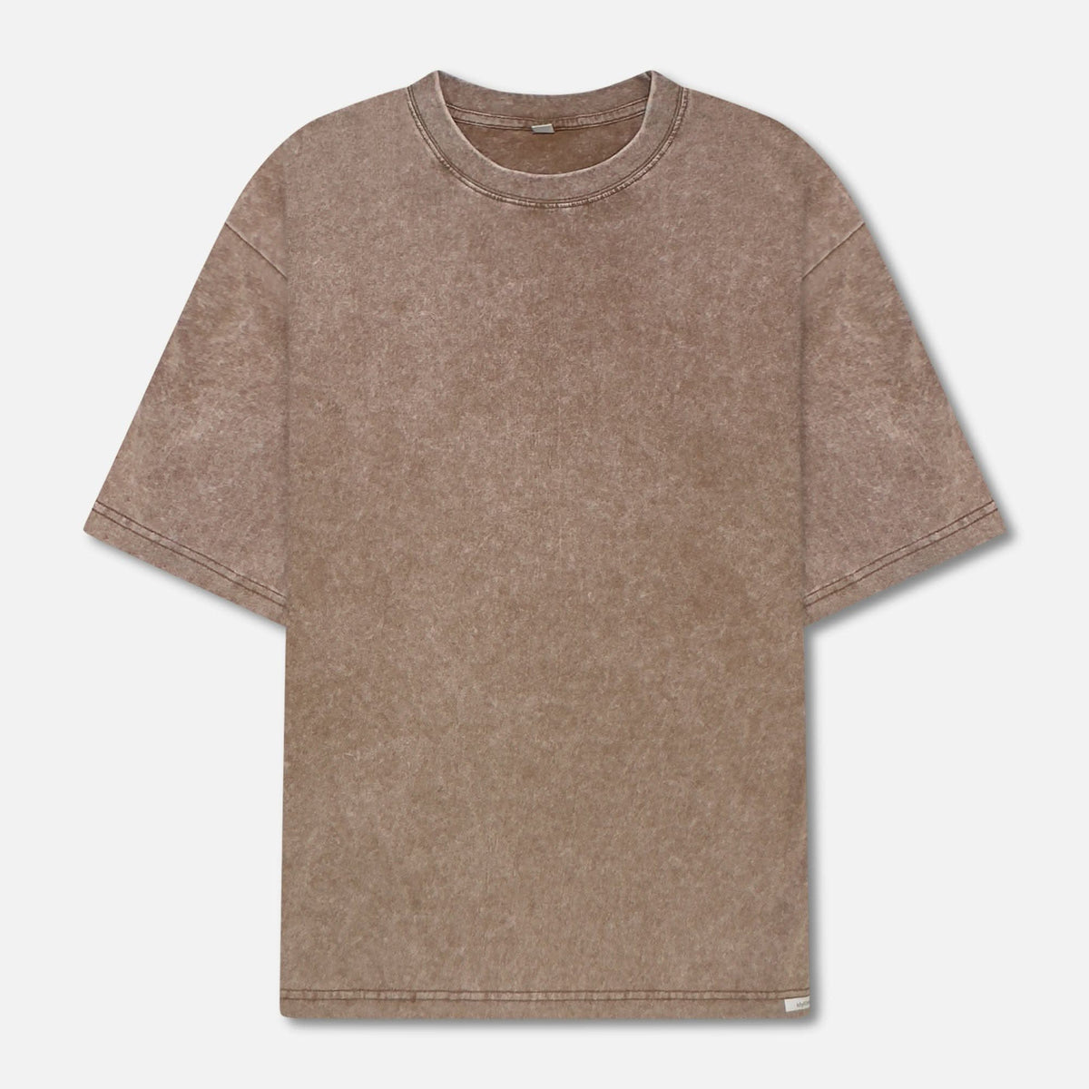Men's Organic T-Shirt in stonewashed brown made from 250 GSM cotton, featuring a relaxed fit and durable stitching for everyday wear.