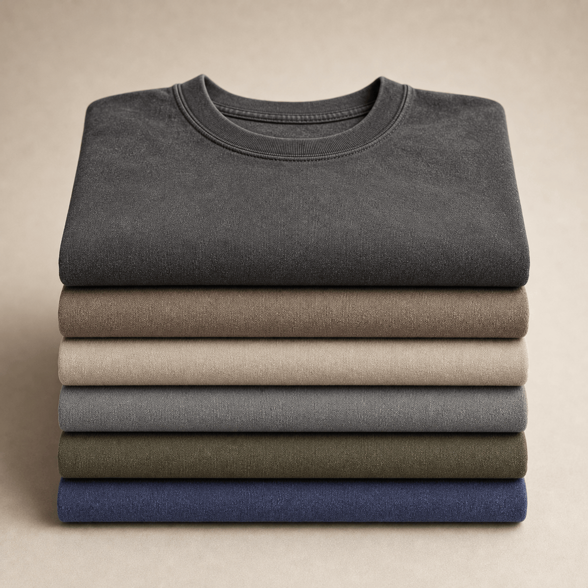 Pack de 5 camisetas clásicas de algodón lavado a la piedra