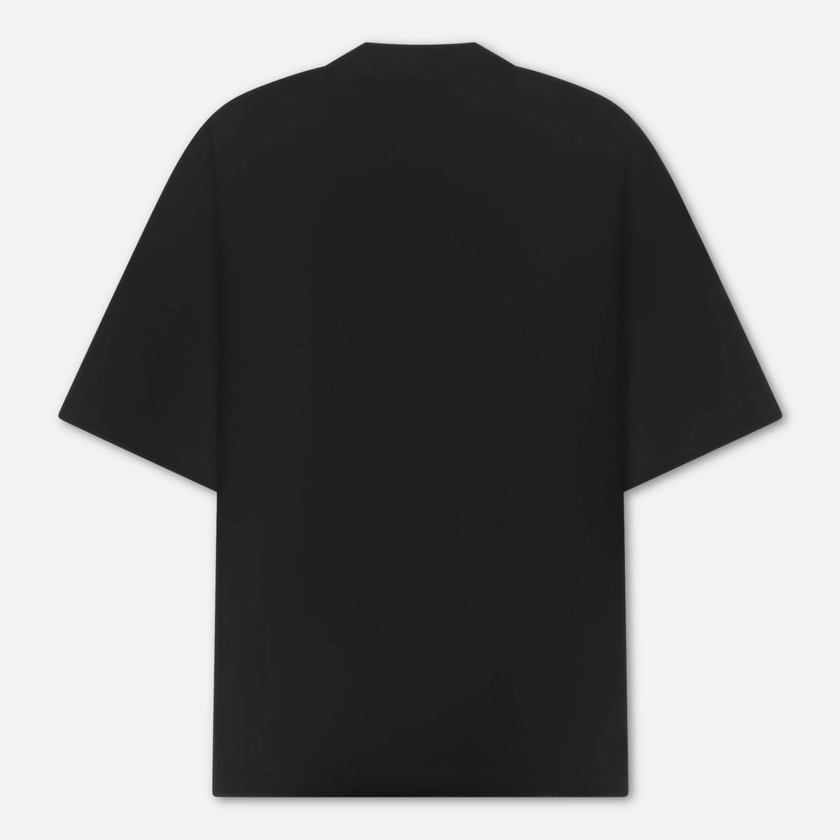 Back view of the Mock Neck Cotton T-Shirt in black, highlighting its clean silhouette and premium cotton fabric for everyday wear.