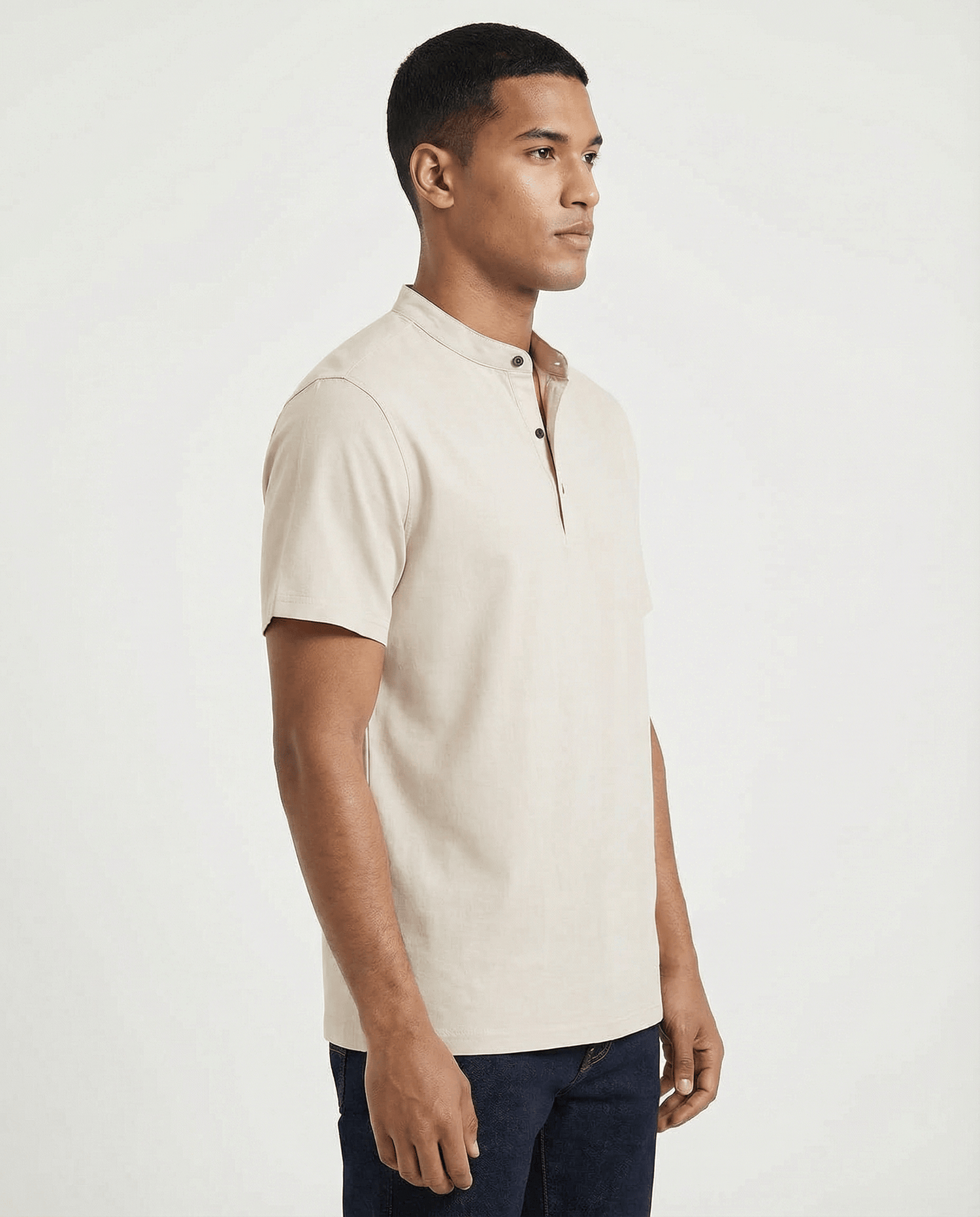 Cotton Linen Henley T-Shirt