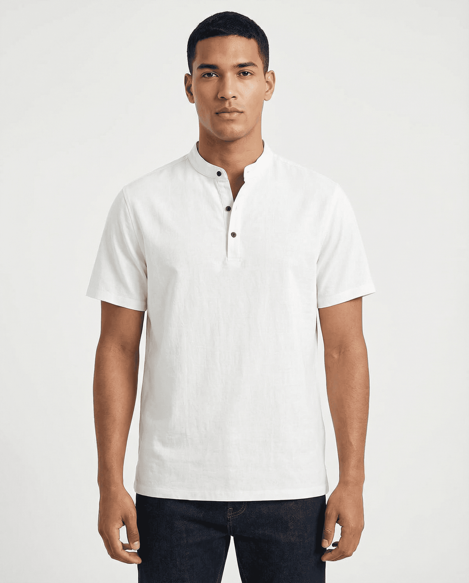 Cotton Linen Henley T-Shirt