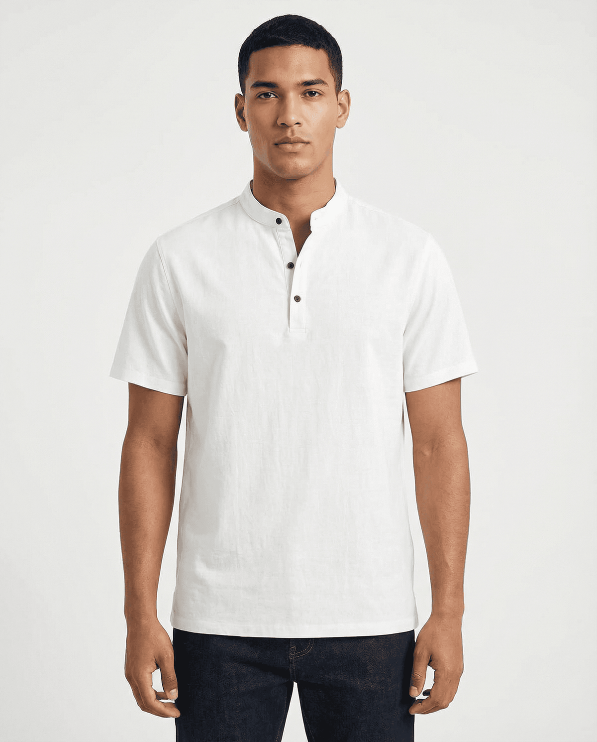 Cotton Linen Henley T-Shirt