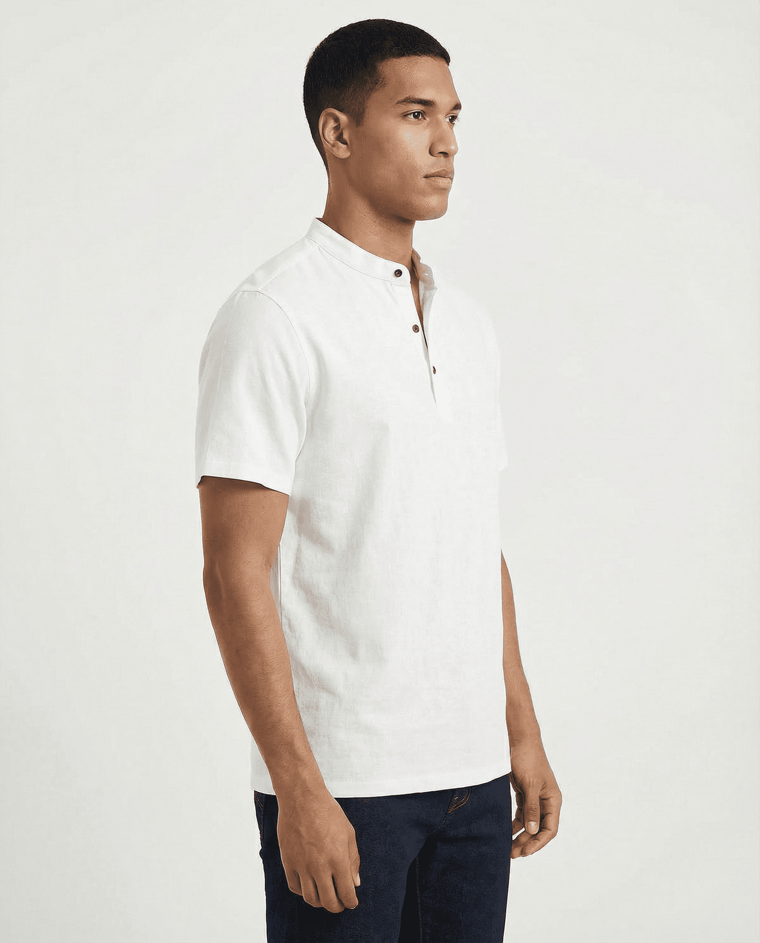 Cotton Linen Henley T-Shirt