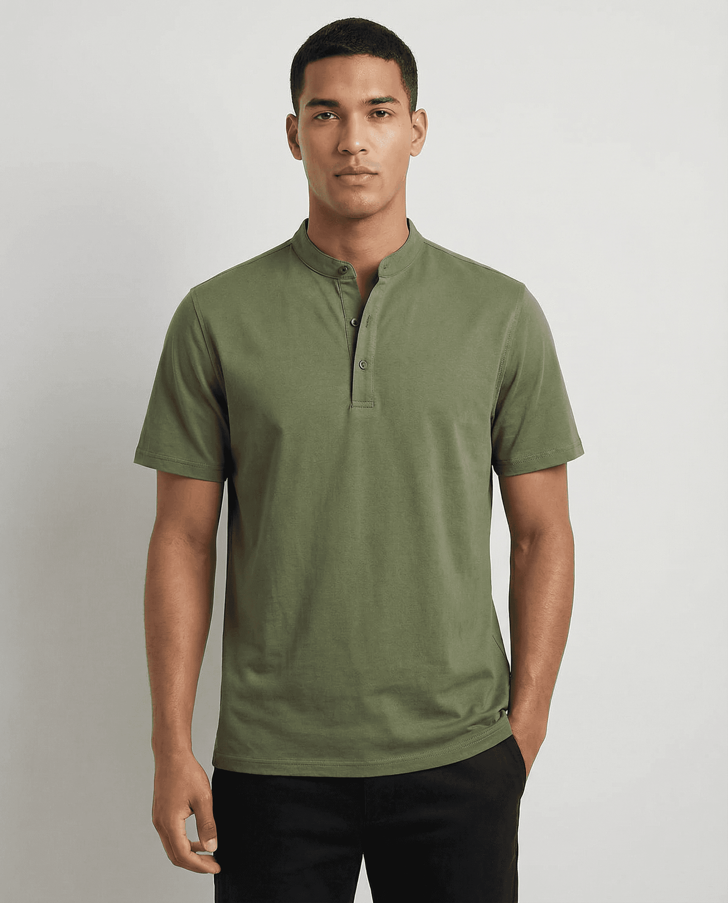 Cotton Linen Henley T-Shirt