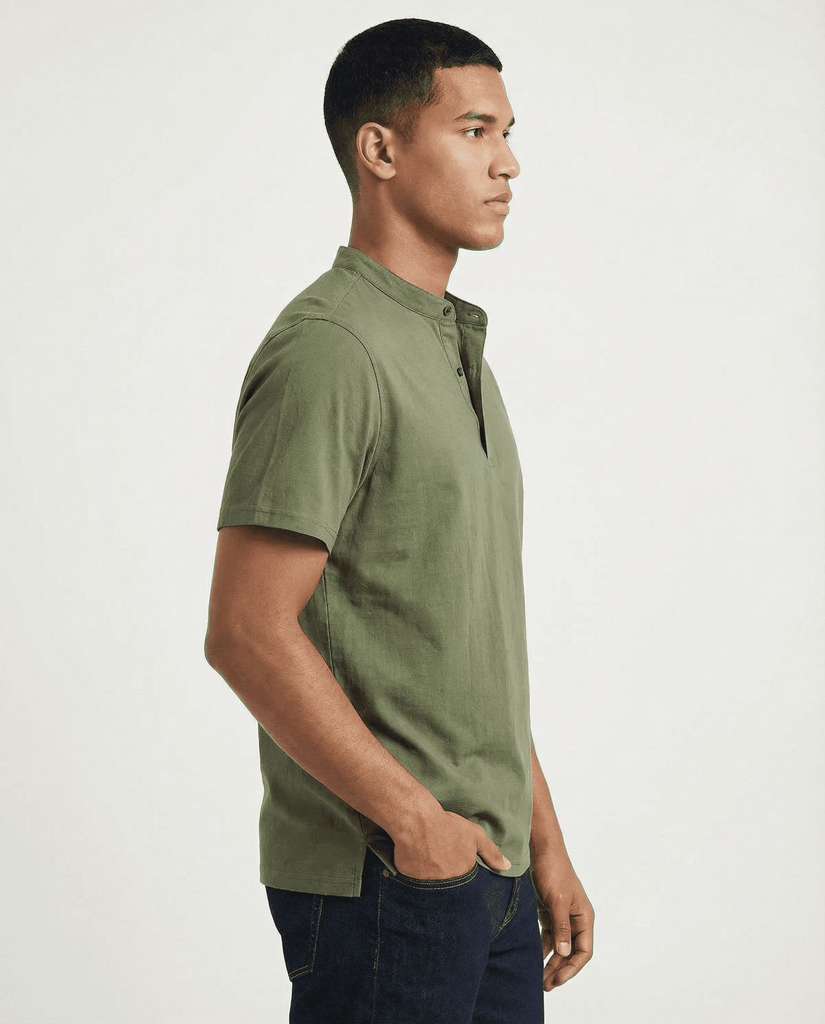 Cotton Linen Henley T-Shirt