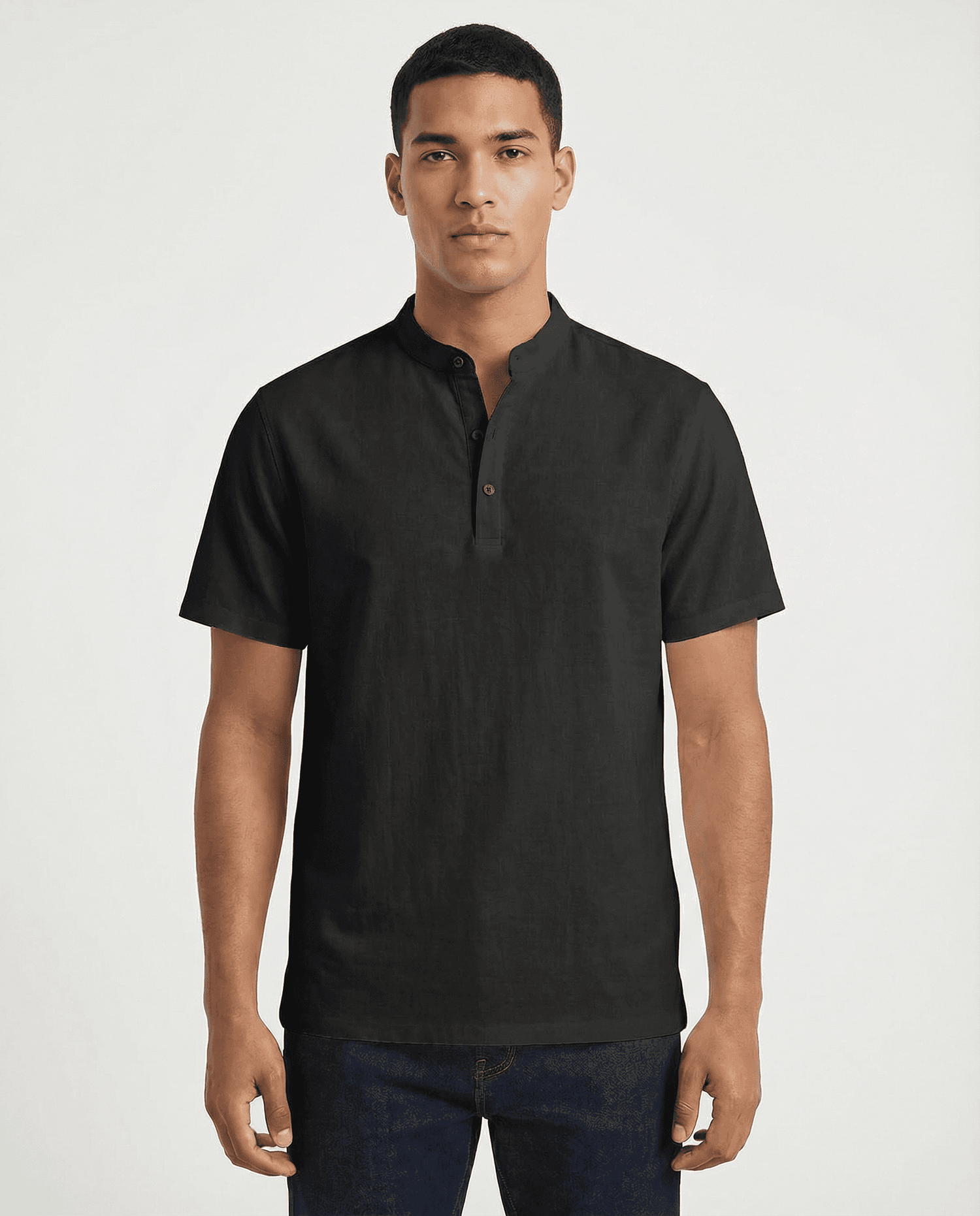 Cotton Linen Henley T-Shirt