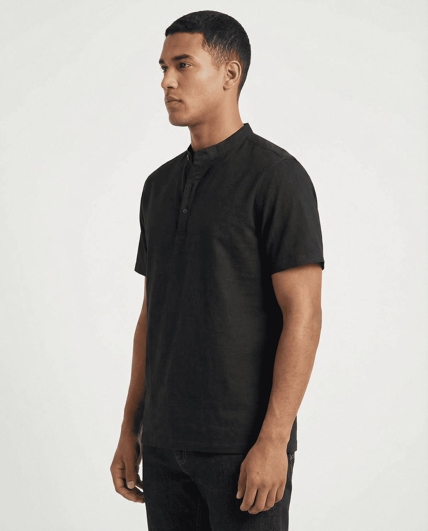 Cotton Linen Henley T-Shirt