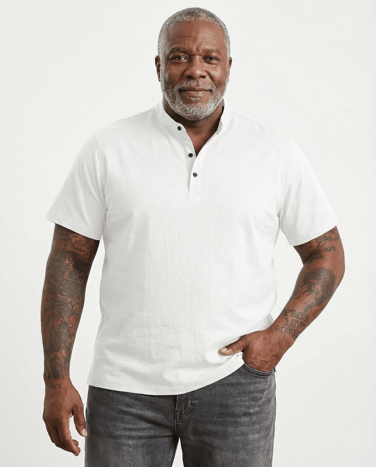 Cotton Linen Henley T-Shirt