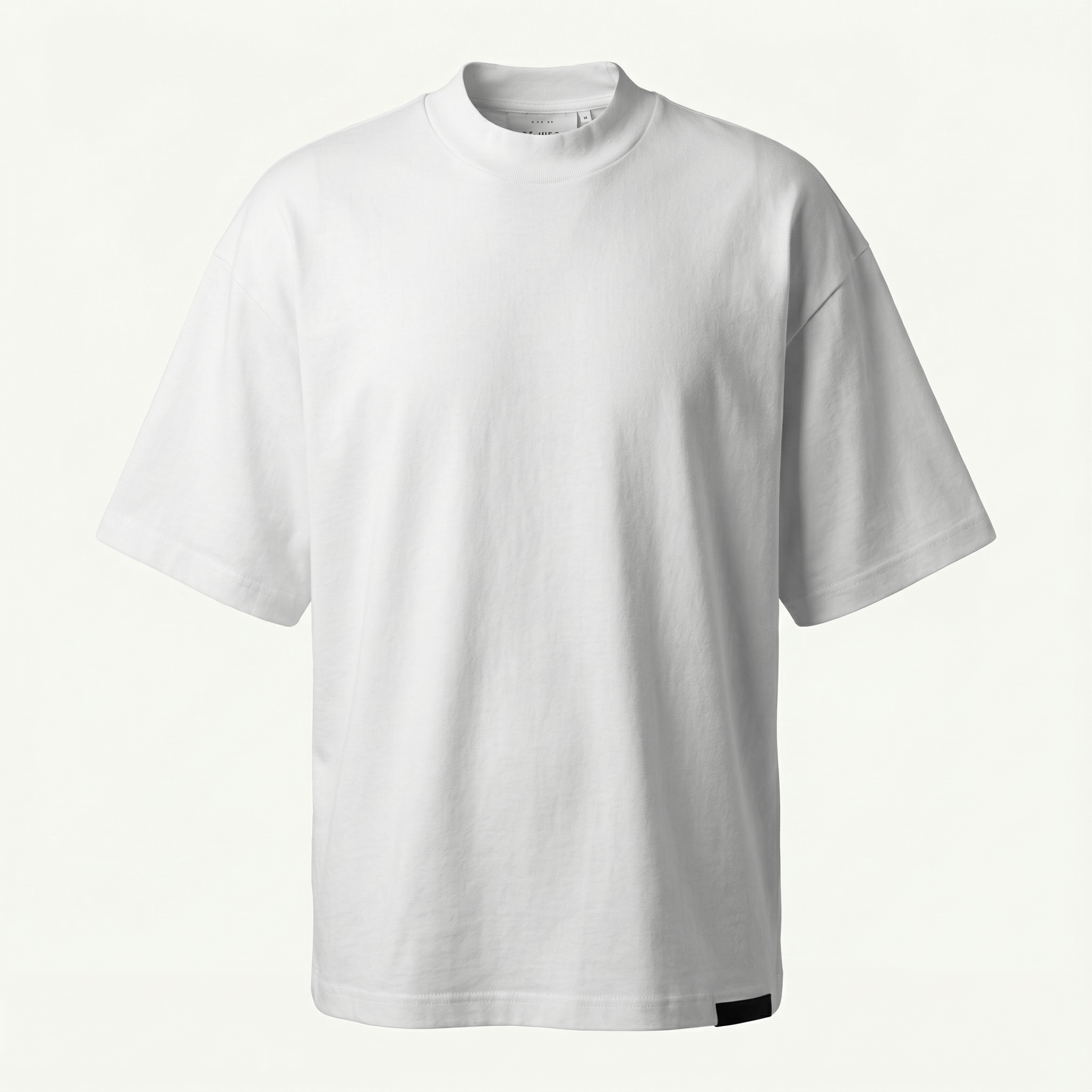 White Mock Neck Tee - Cotton Mock Neck T-Shirt by IdyllVie