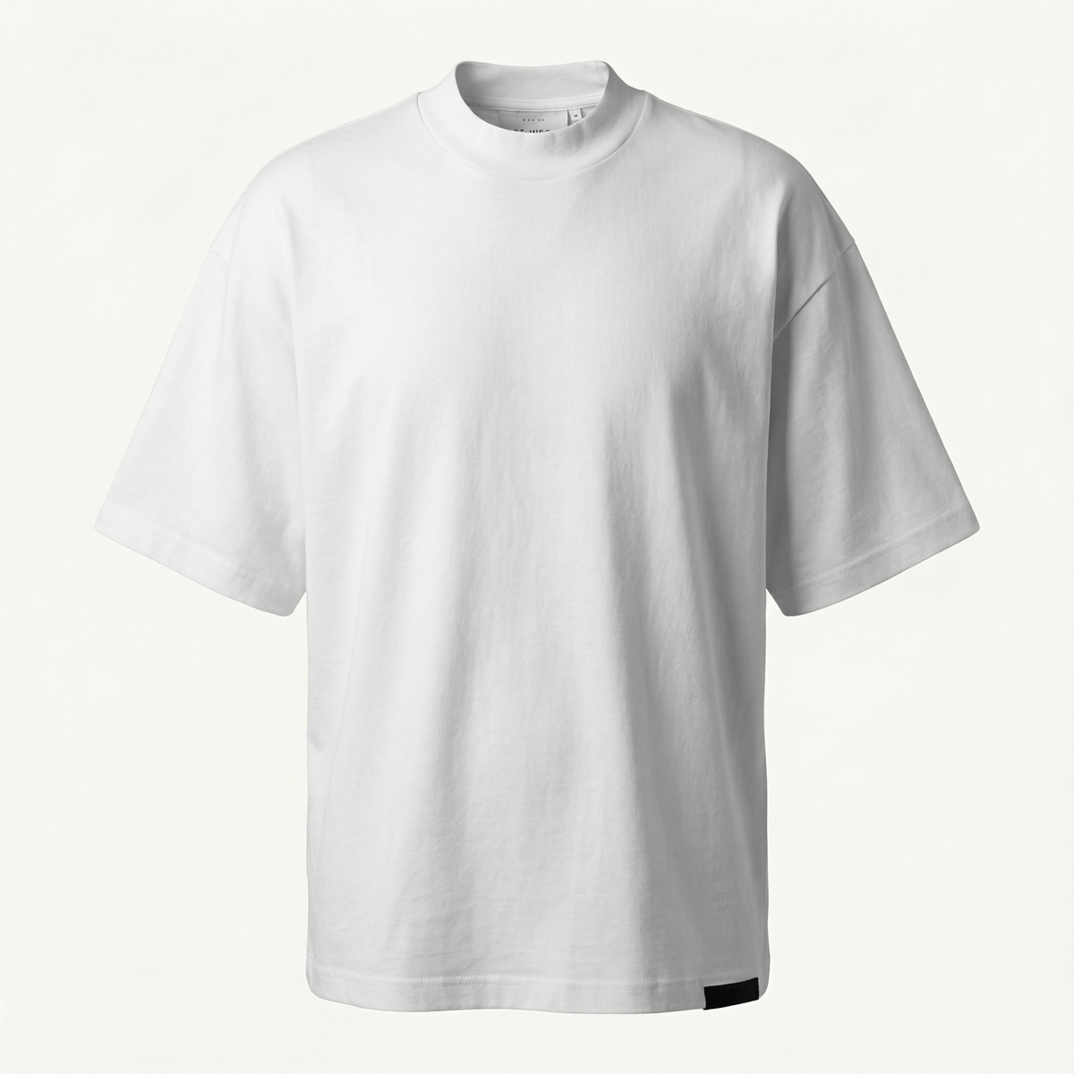 White cotton mock neck T-shirt for casual wear