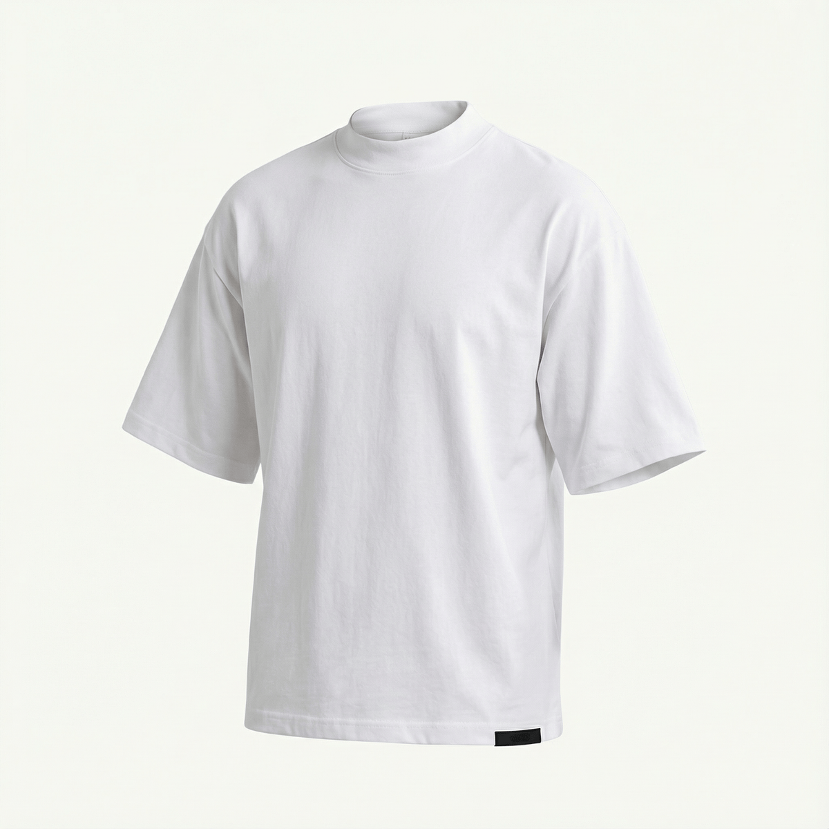 White cotton mock neck T-shirt for casual wear