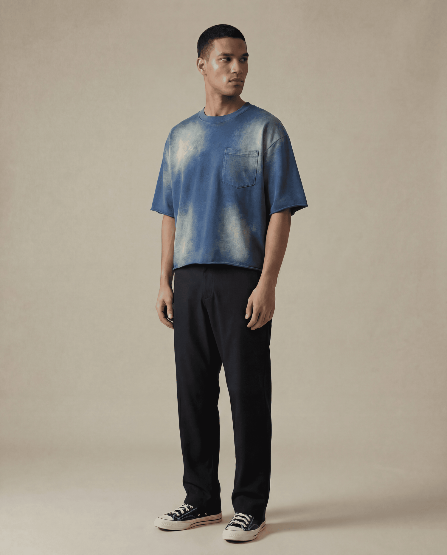 Cropped Washed Blue T-Shirt