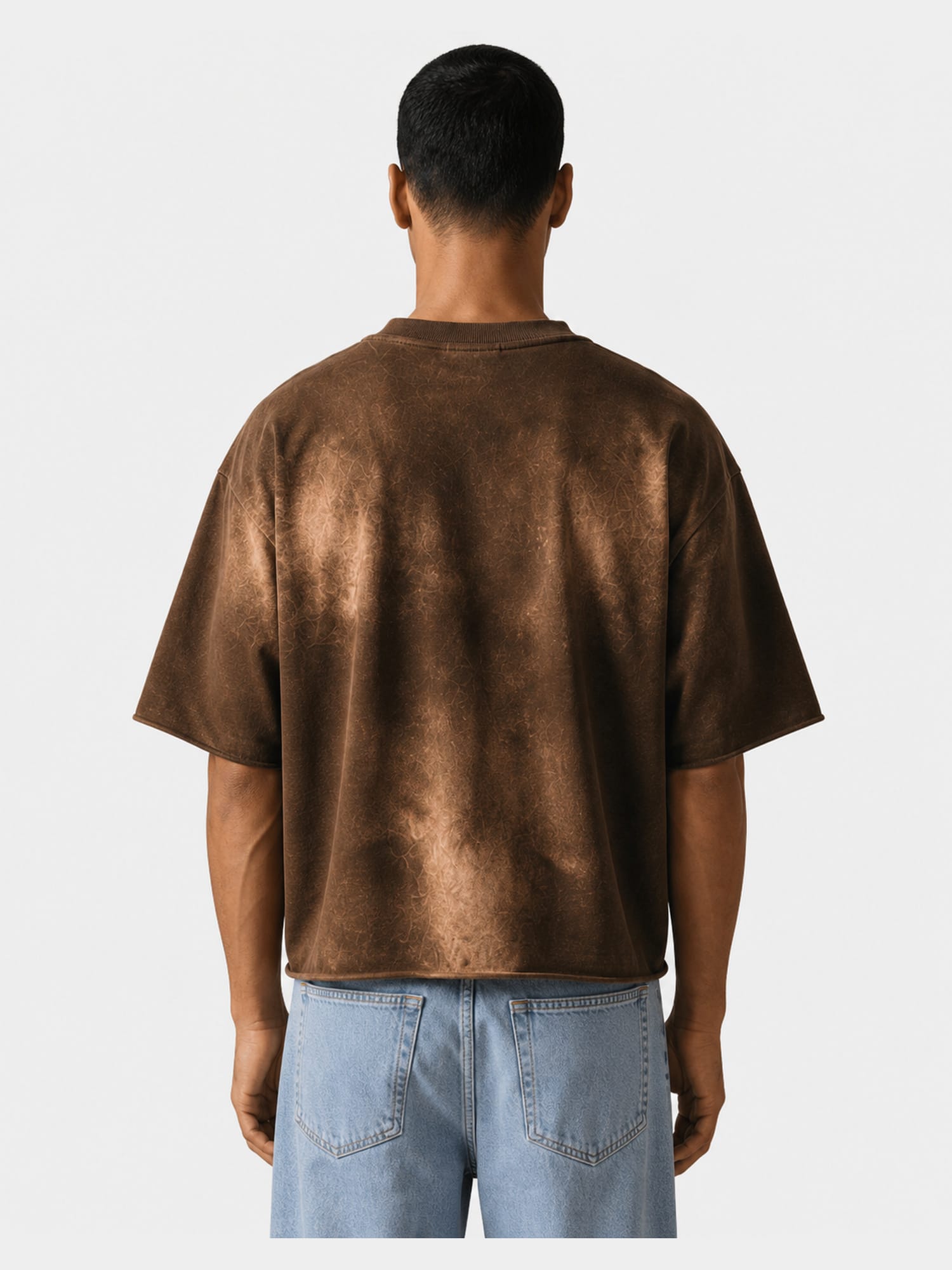 Cropped Washed Brown T-Shirt