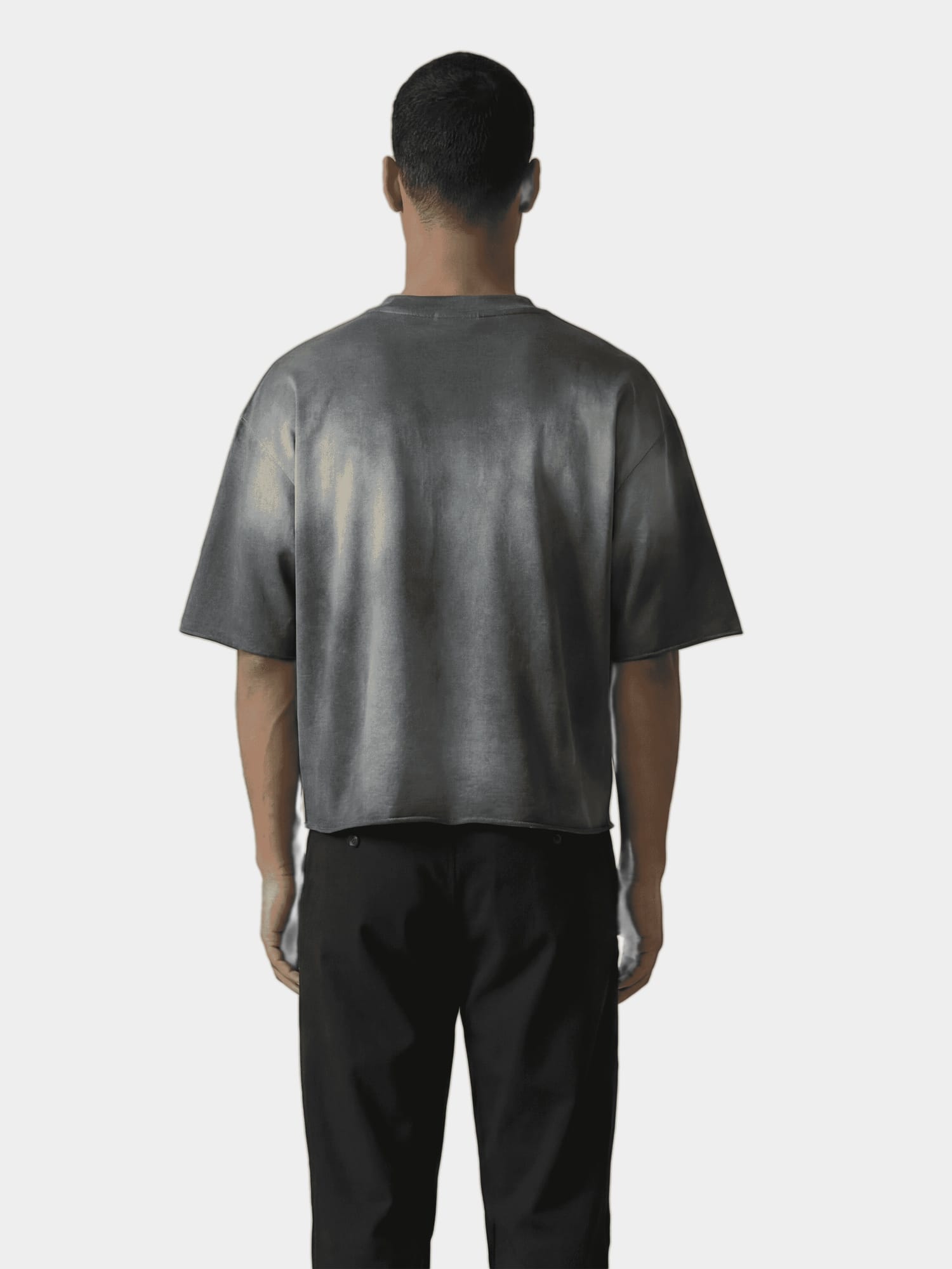 Cropped Washed Charcoal T-Shirt