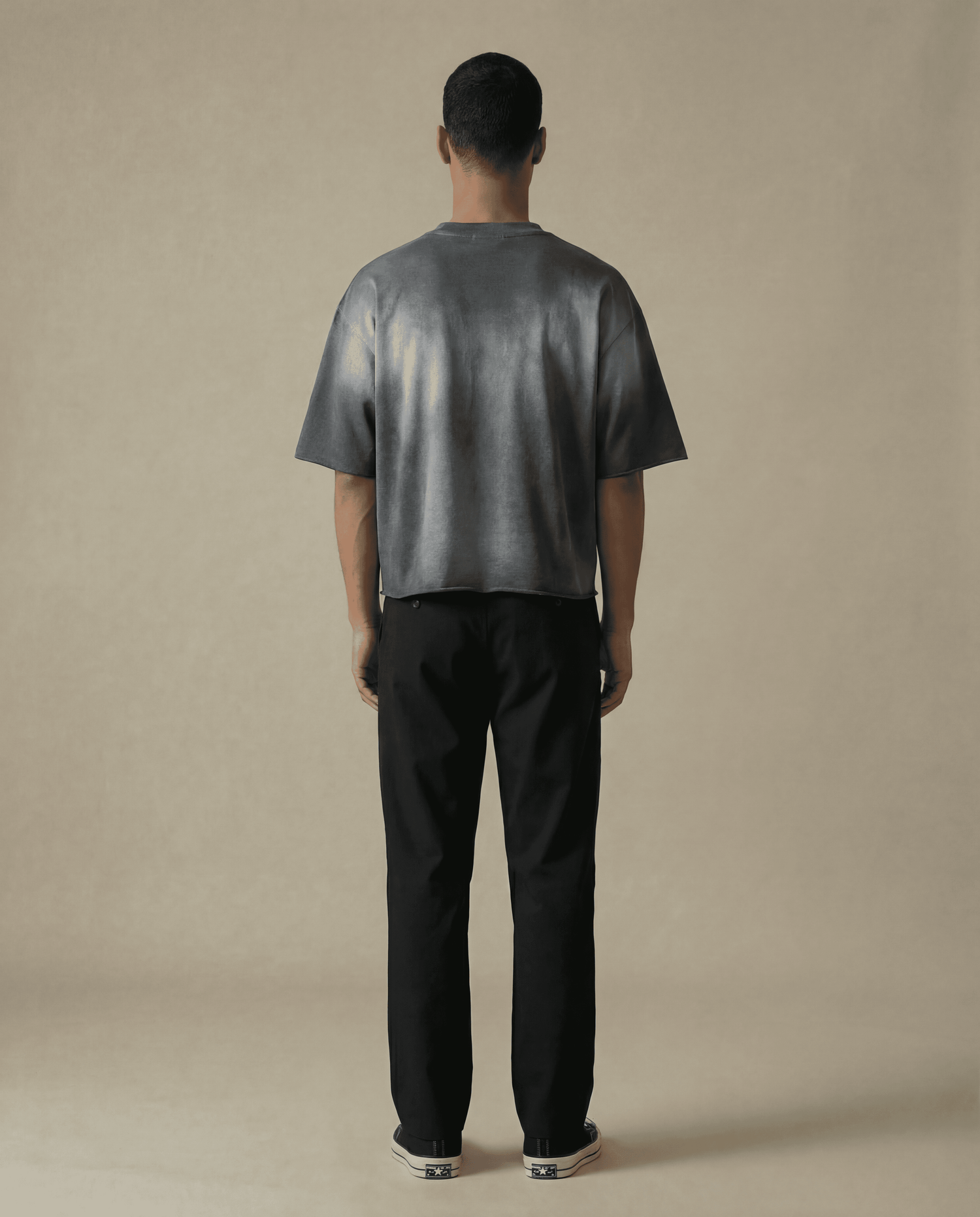 Cropped Washed Charcoal T-Shirt