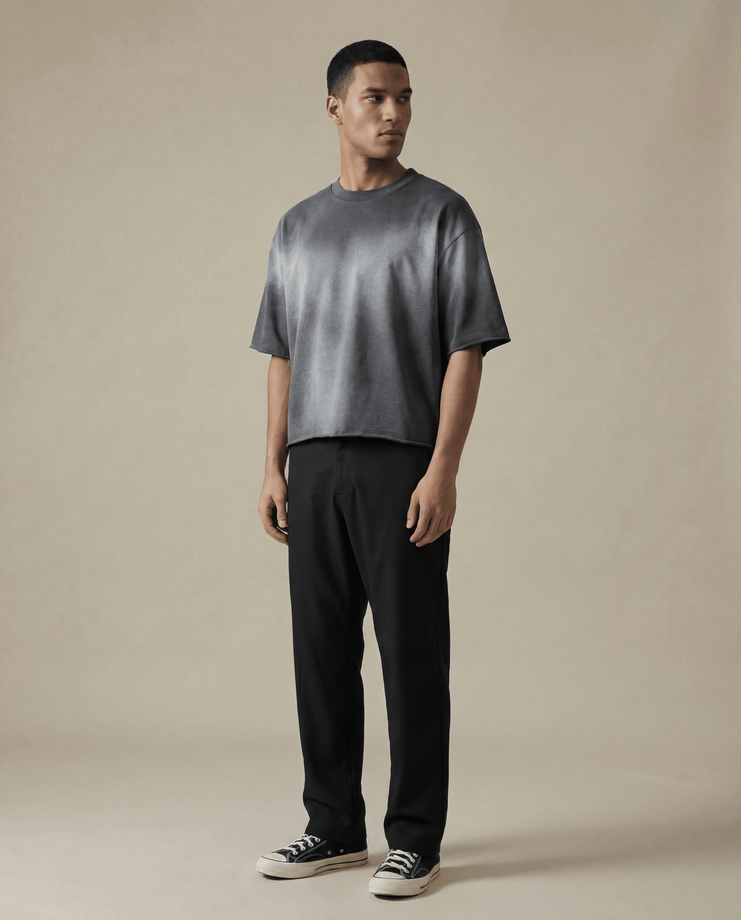 Cropped Washed Charcoal T-Shirt