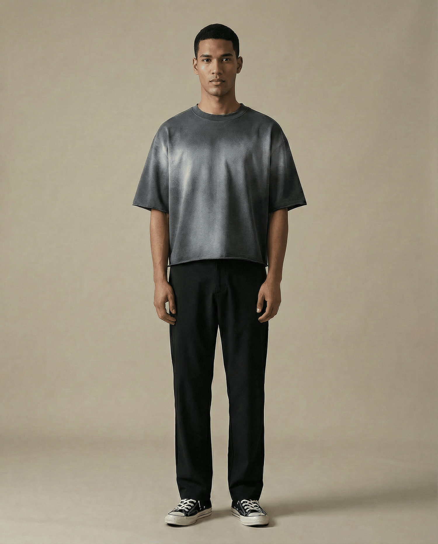 Cropped Washed Charcoal T-Shirt