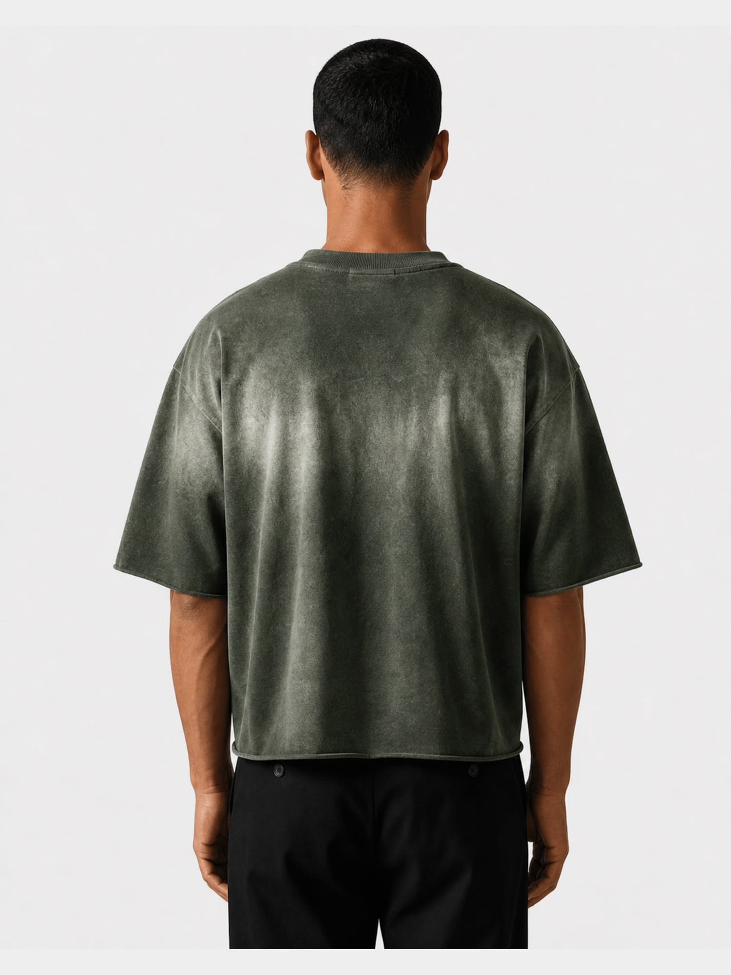Cropped Washed Olive T-Shirt